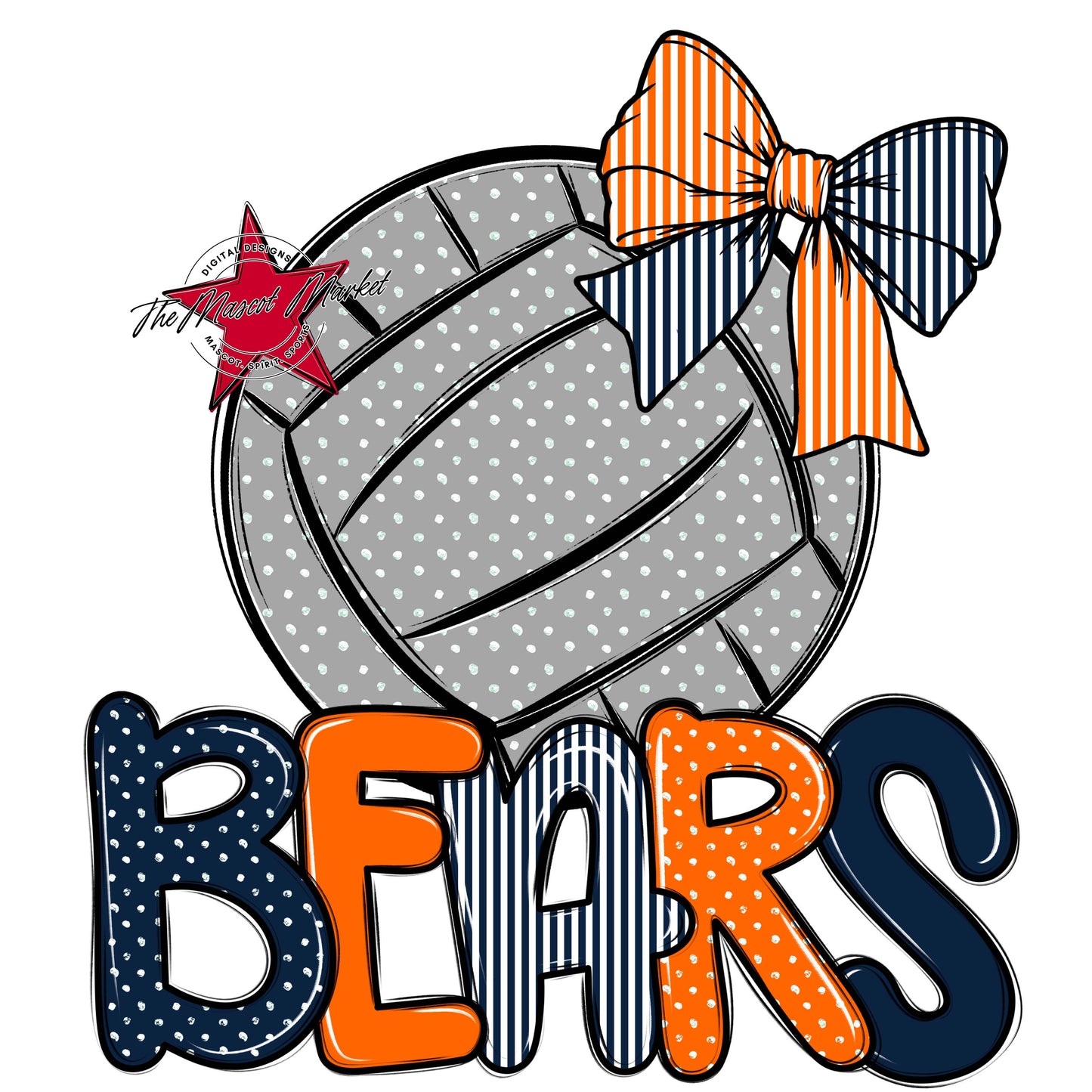 Bears Volleyball Spirit Design-Navy & Orange