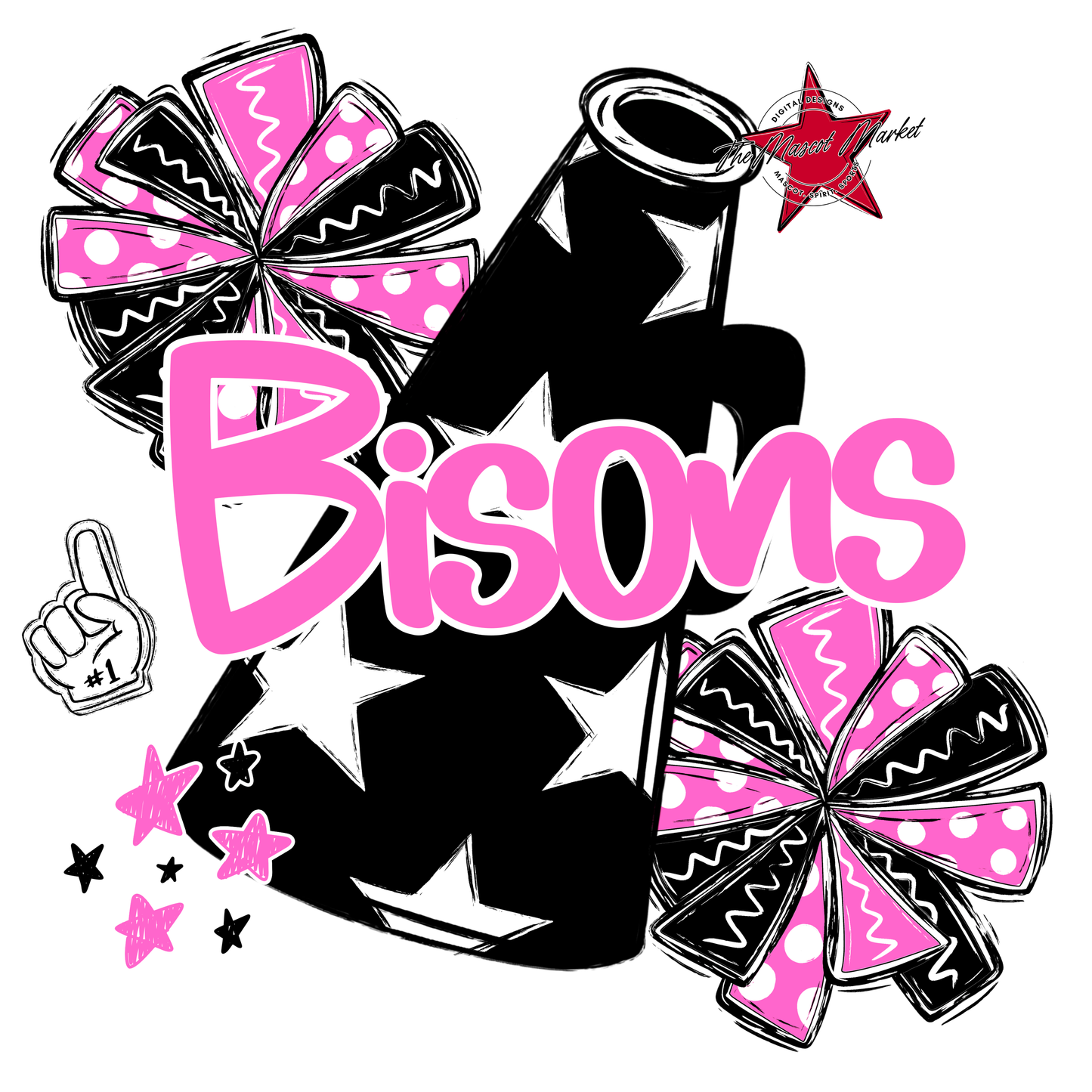 Bisons Alpha Megaphone Design-Baby Pink