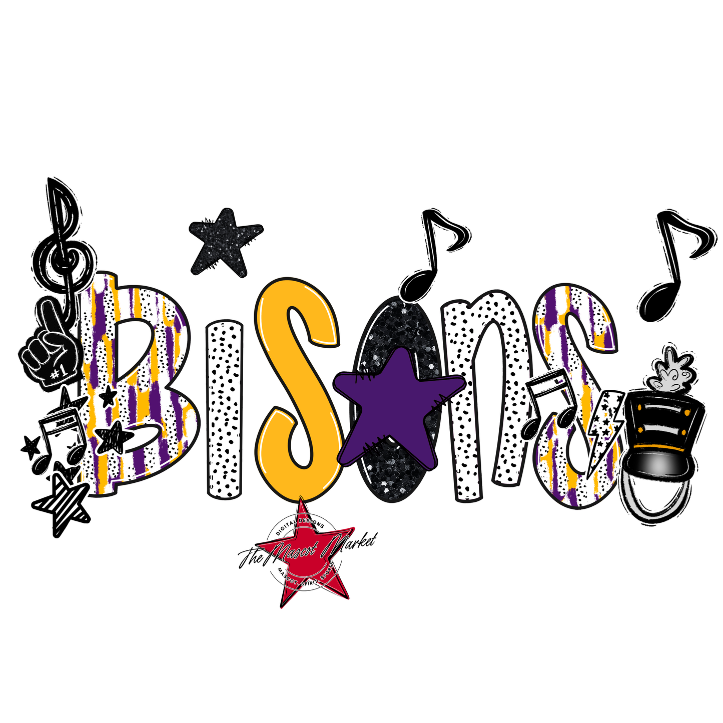 Bisons Band Scrape-Purple-Yellow