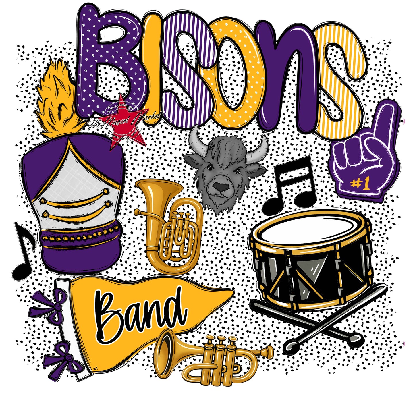 Bisons Band Spirit-Purple & Yellow