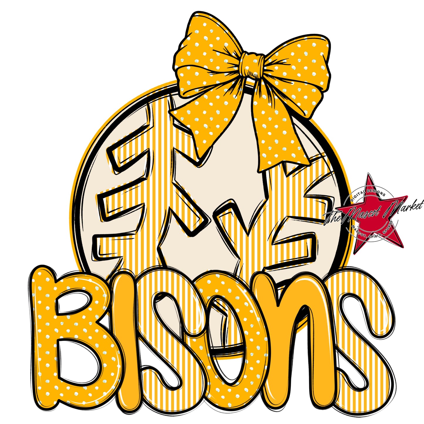 Bisons Baseball-Softball Spirit Design-Yellow