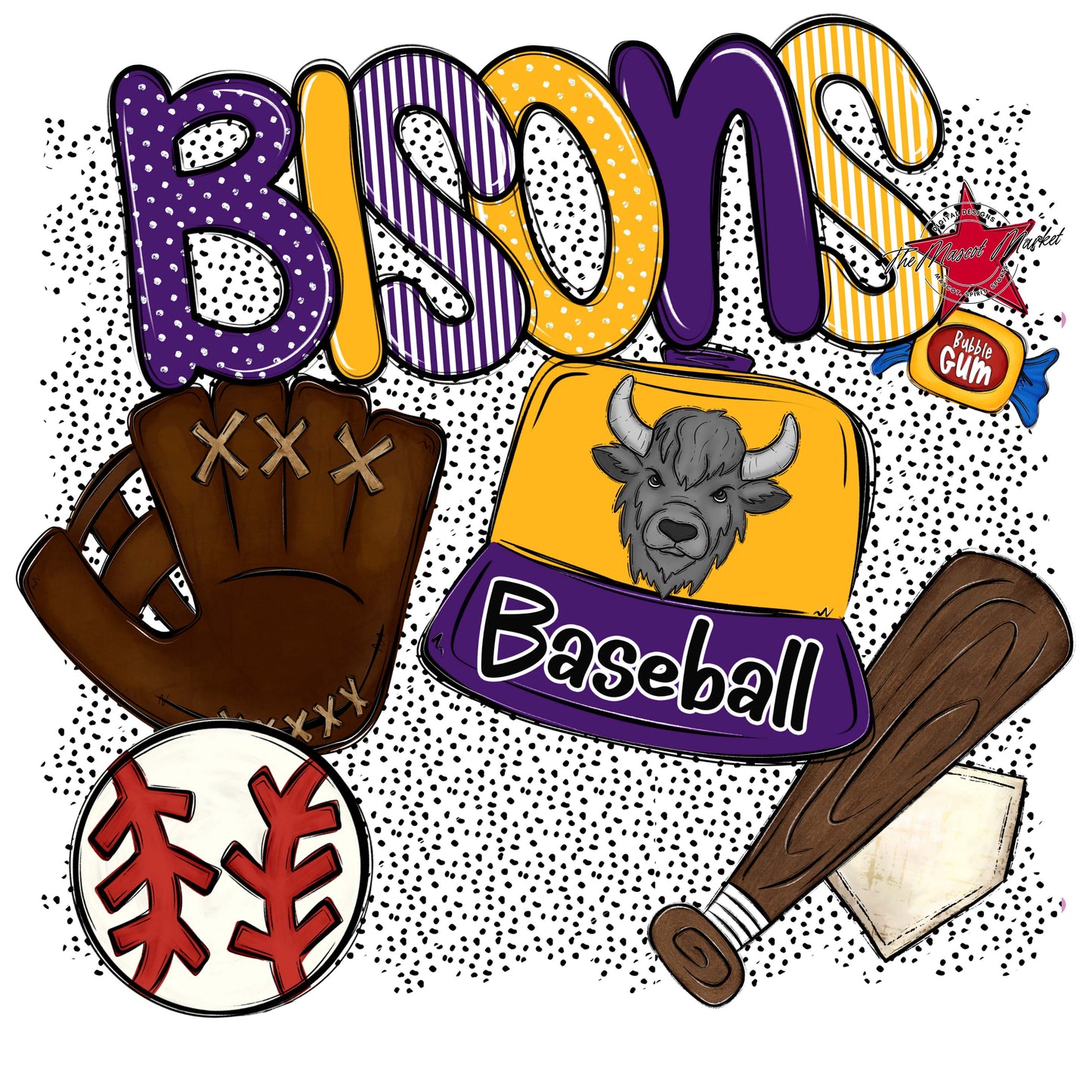 Bisons Baseball Spirit-Purple & Yellow