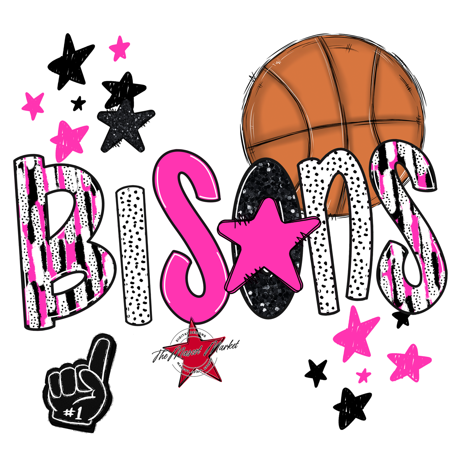 Bisons Basketball Scrape-Pink