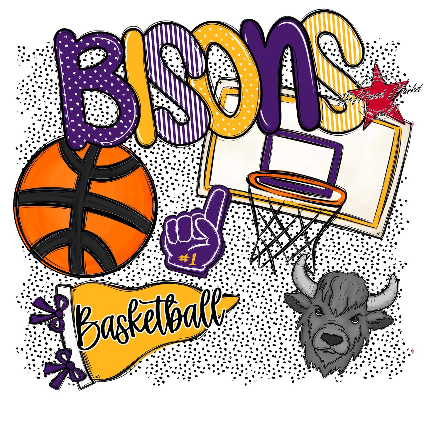Bisons Basketball Spirit-Purple & Yellow