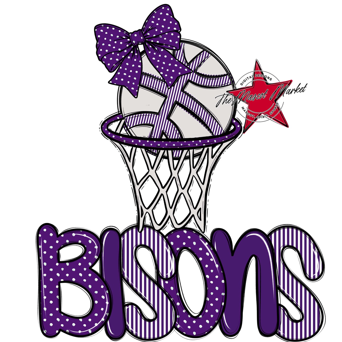Bisons Basketball Spirit Design-Purple