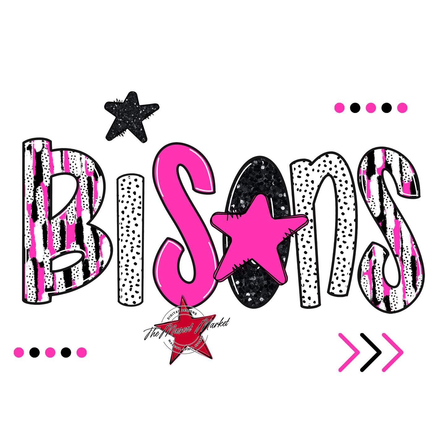 Bisons Brushstroke Alpha w Arrows-Pink