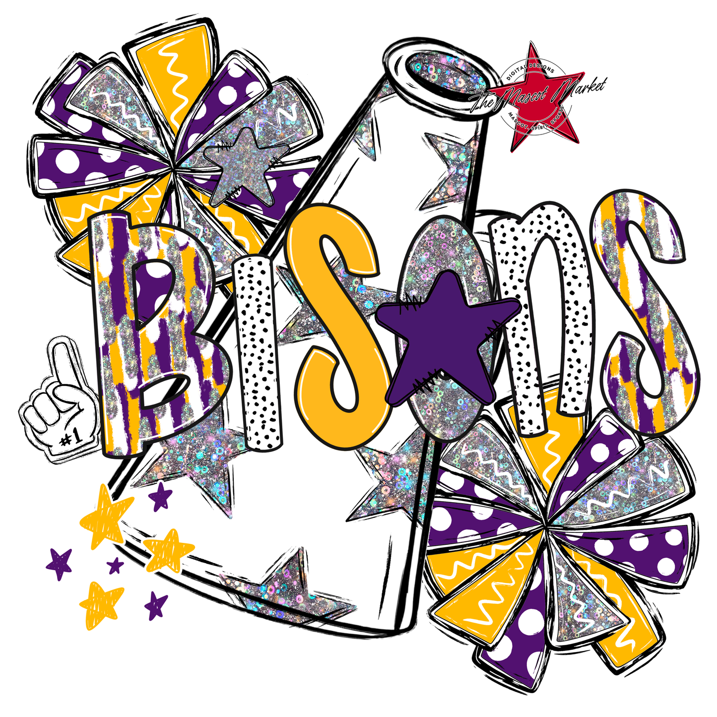 Bisons Cheer Megaphone Scrape-Purple-Yellow