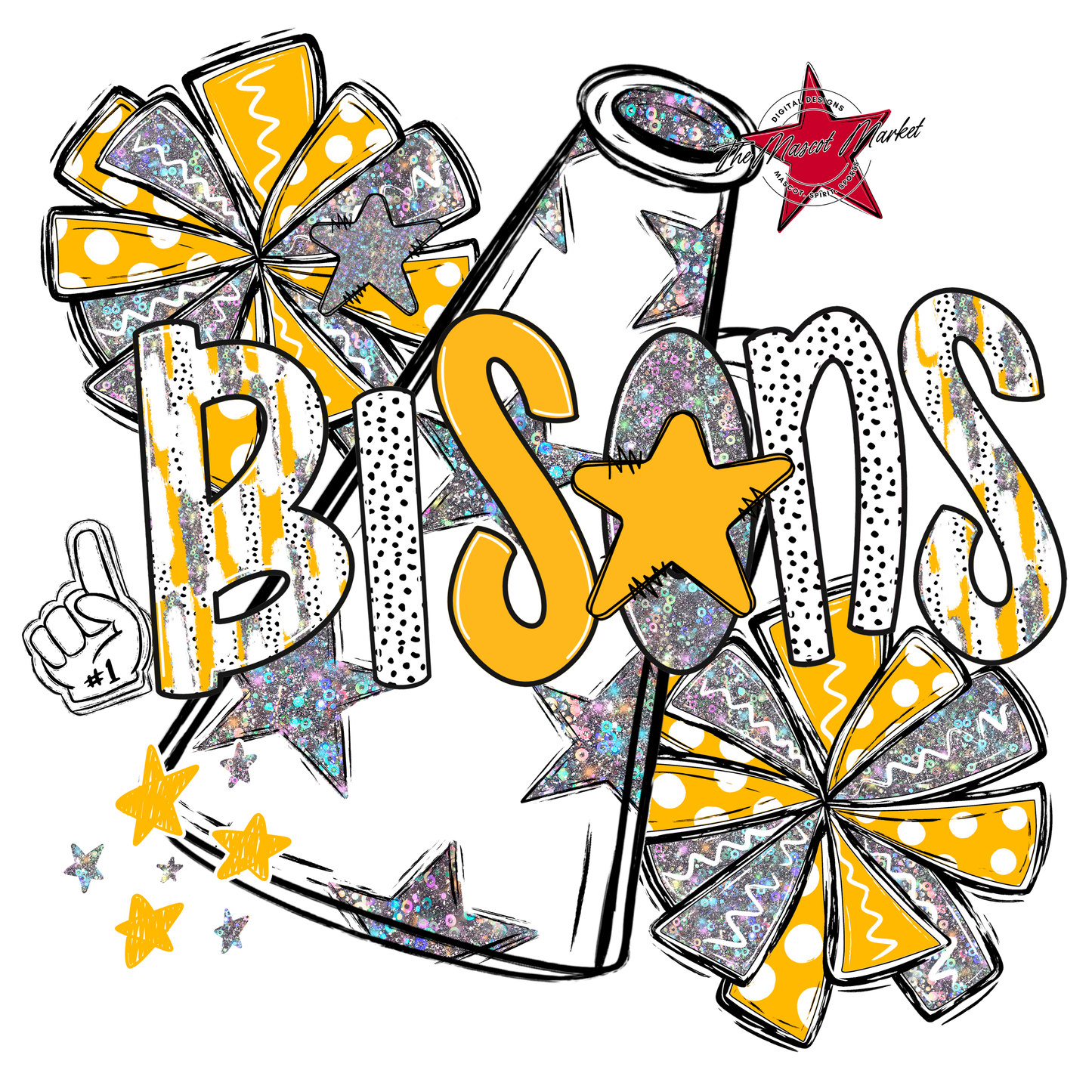 Bisons Cheer Megaphone Scrape-Yellow