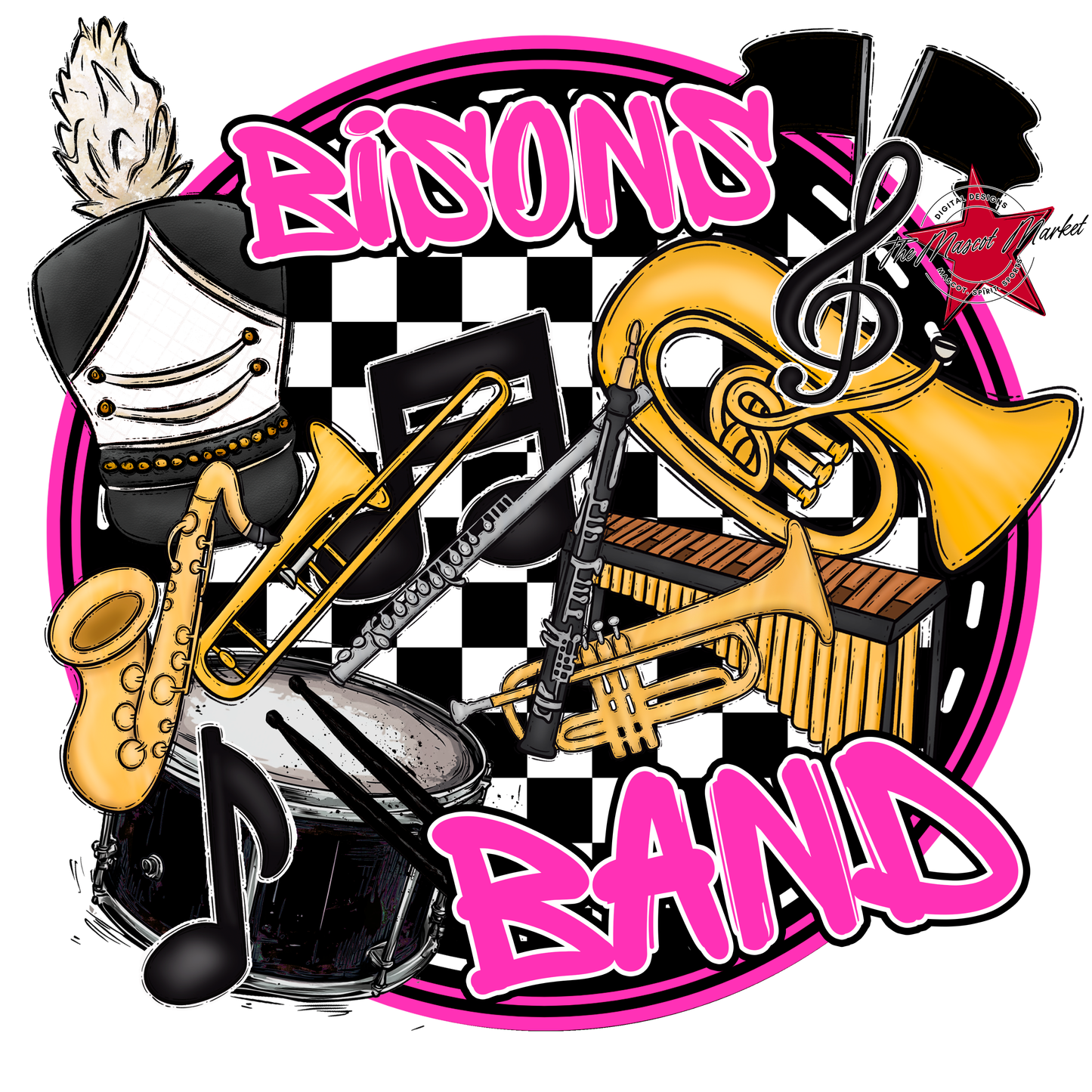 Bisons Circle Band Design-Pink