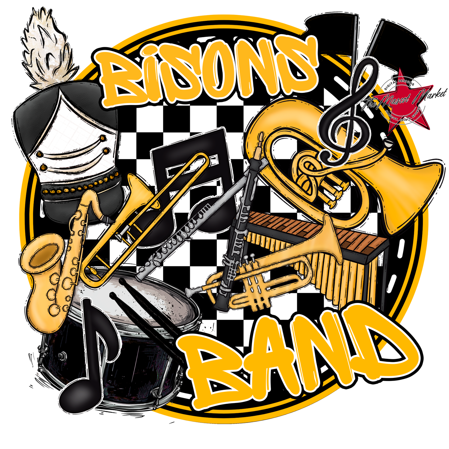 Bisons Circle Band Design-Yellow