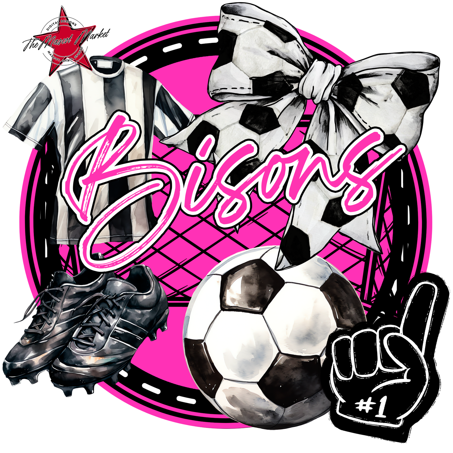 Bisons Circle Soccer Design-Pink