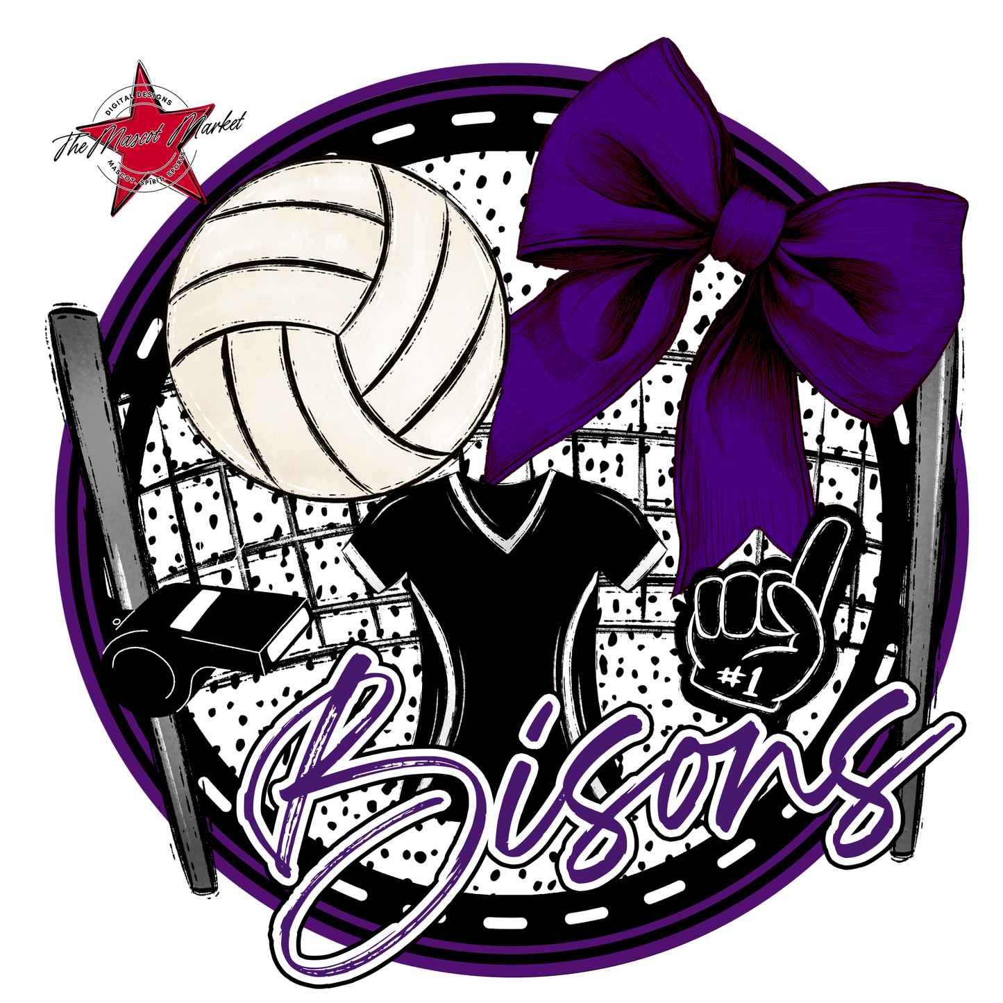 Bisons Circle Volleyball Design-Purple
