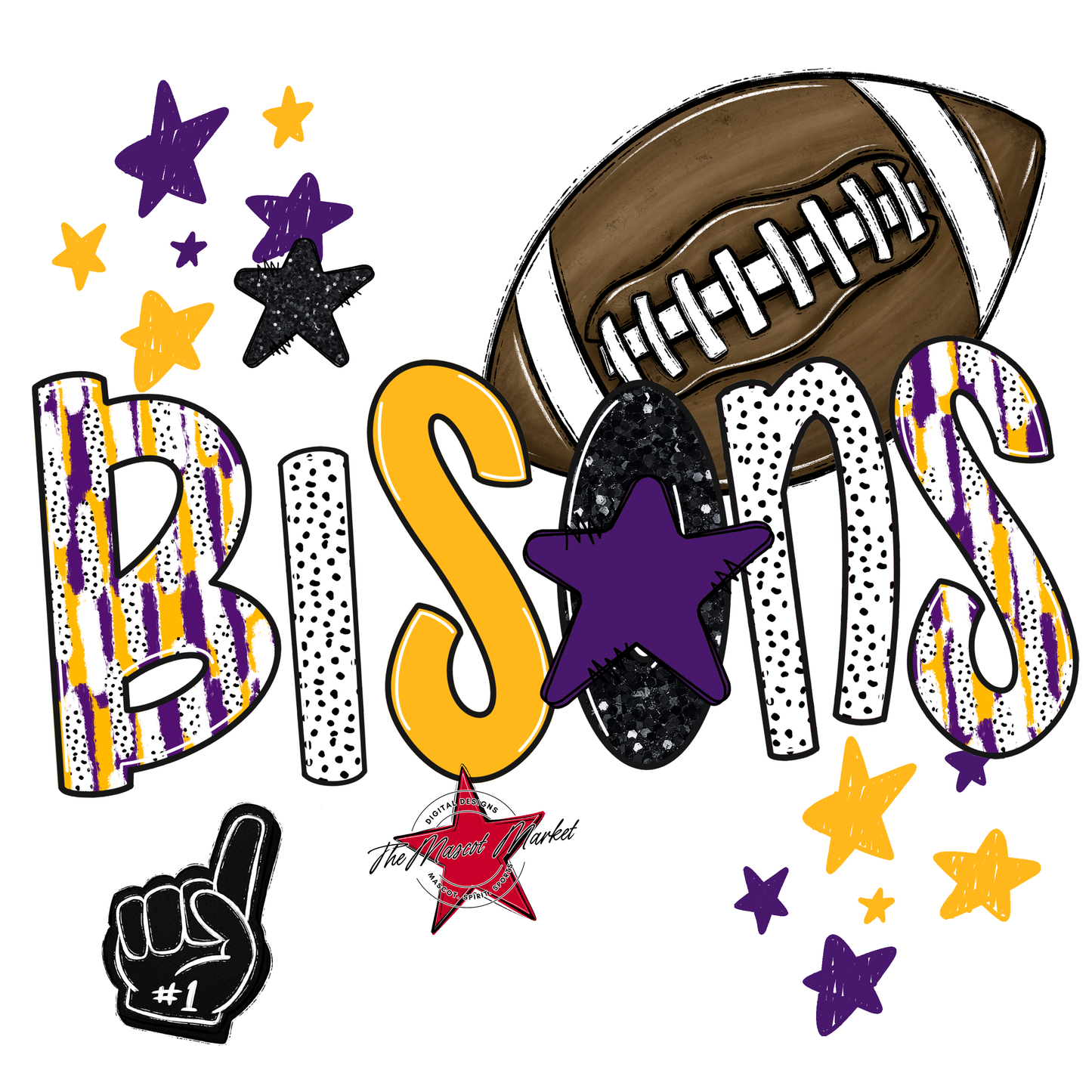 Bisons Football Scrape-Purple-Yellow