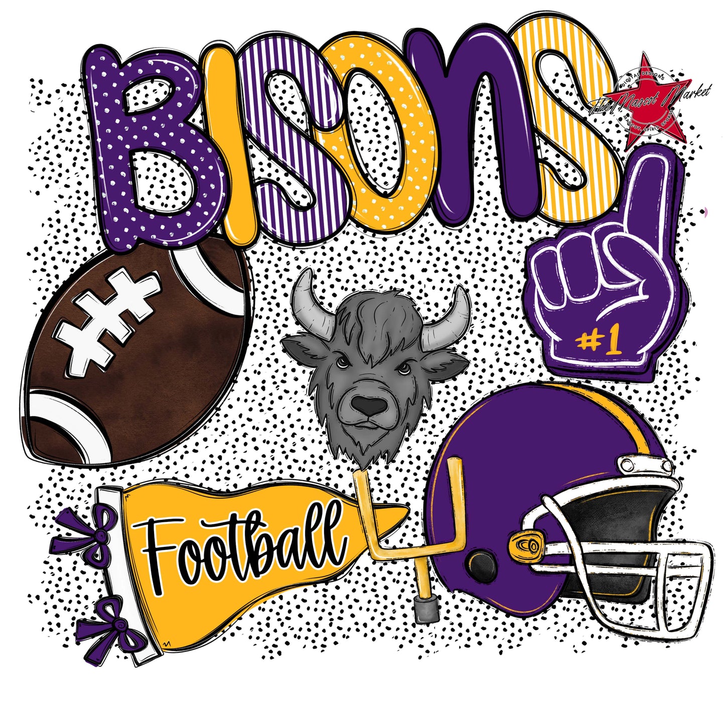 Bisons Football Spirit-Purple & Yellow