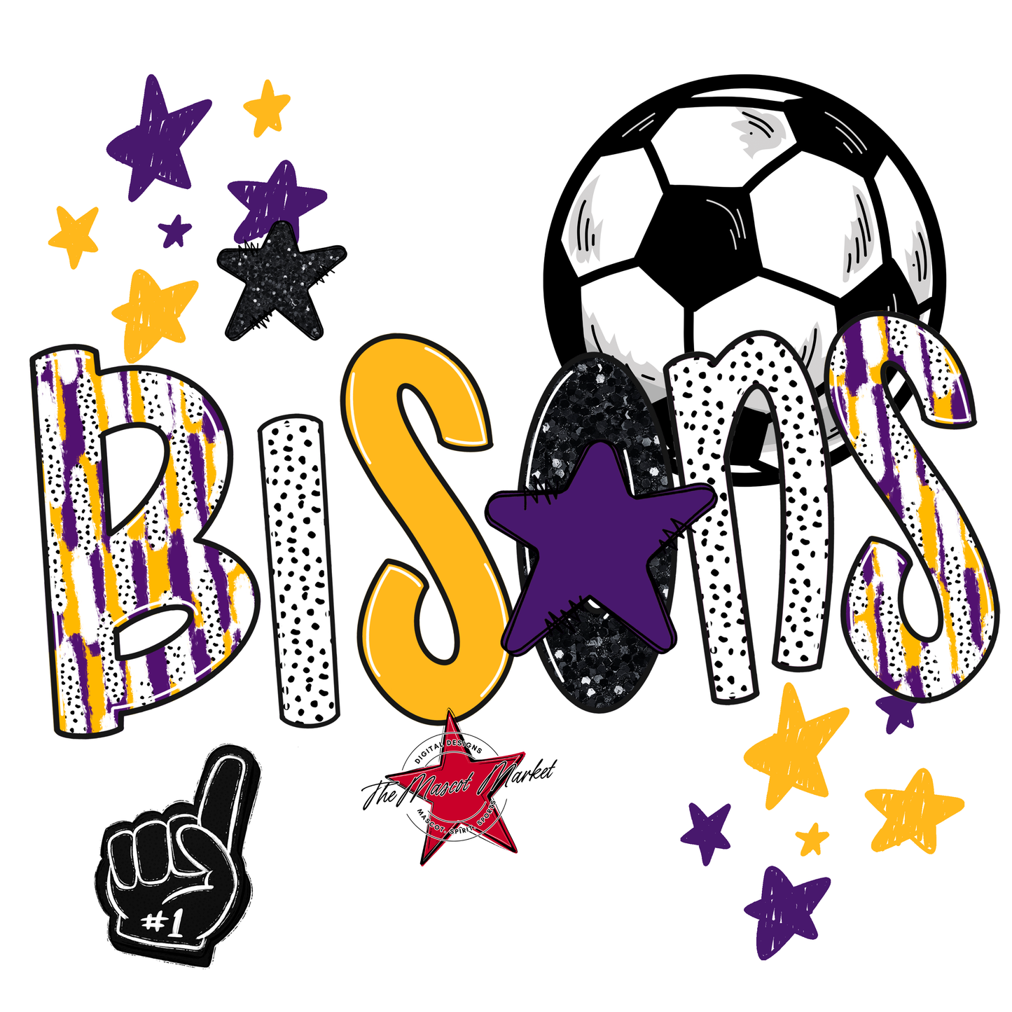 Bisons Soccer Scrape-Purple-Yellow