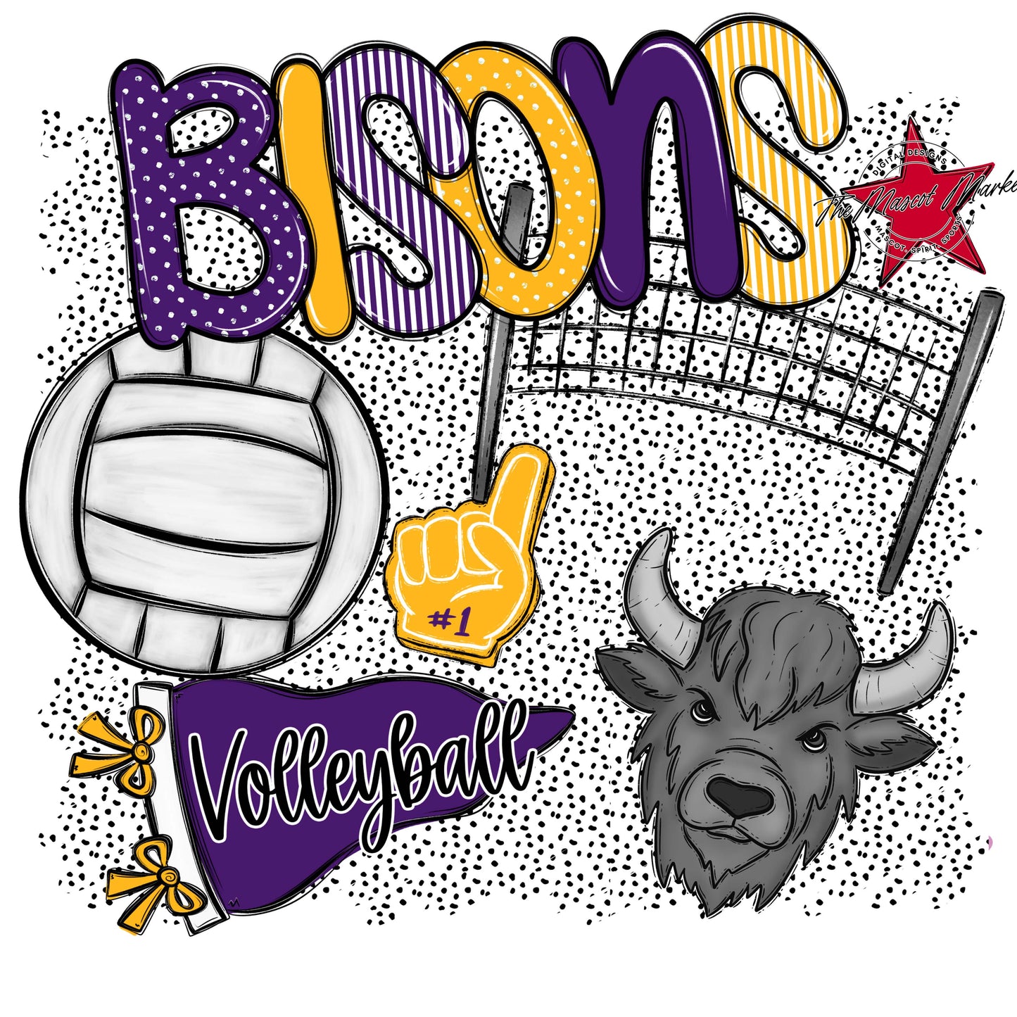 Bisons Volleyball Spirit-Purple & Yellow