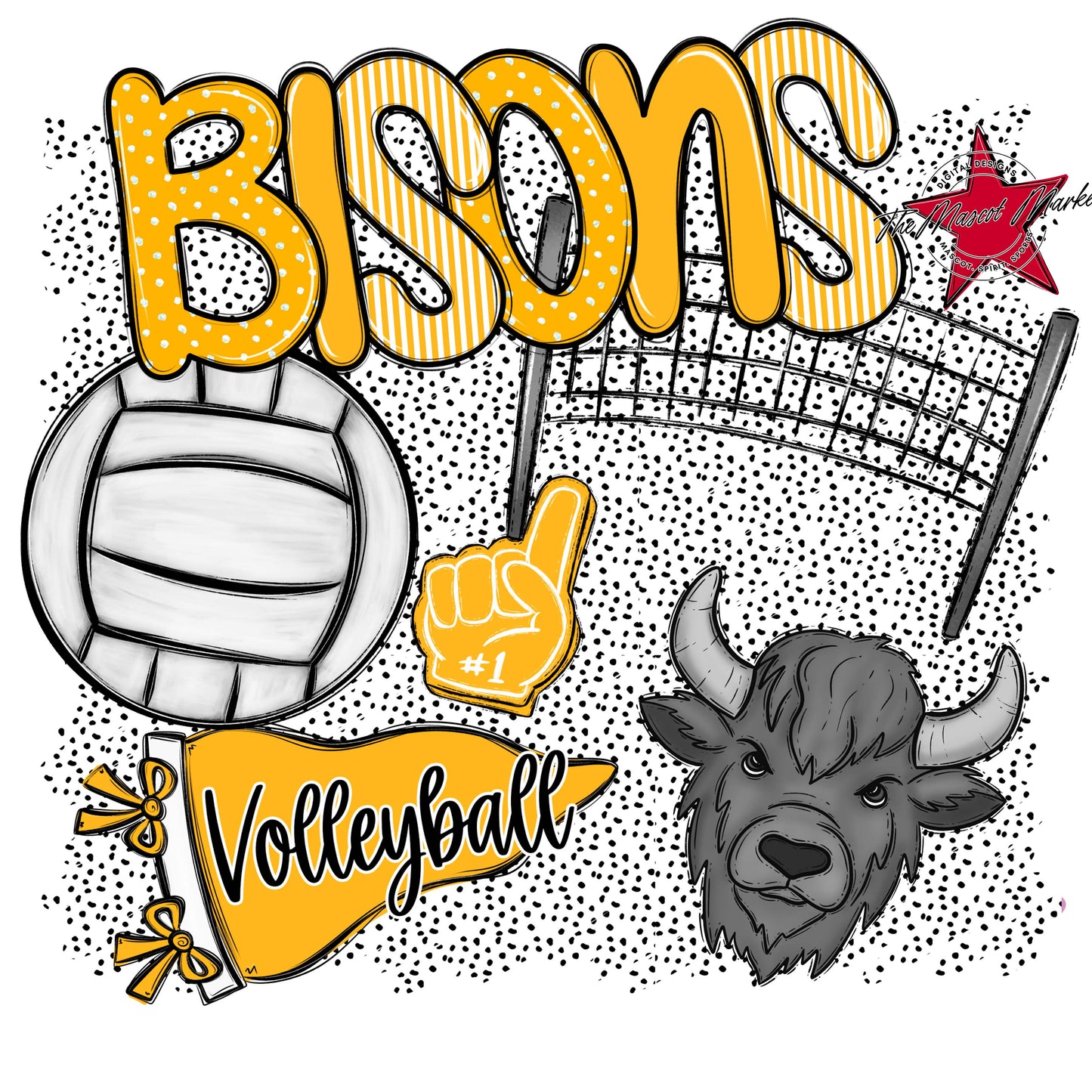 Bisons Volleyball Spirit-Yellow
