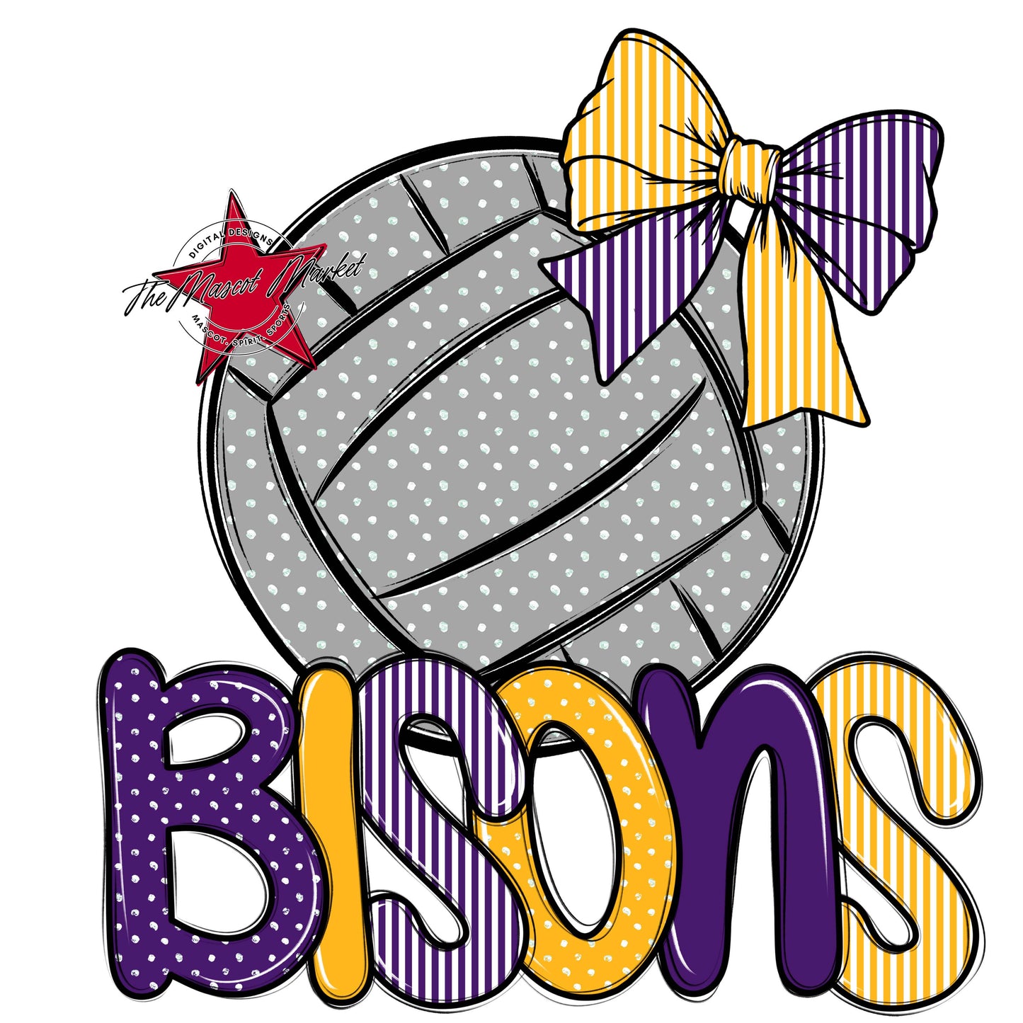 Bisons Volleyball Spirit Design-Purple & Yellow