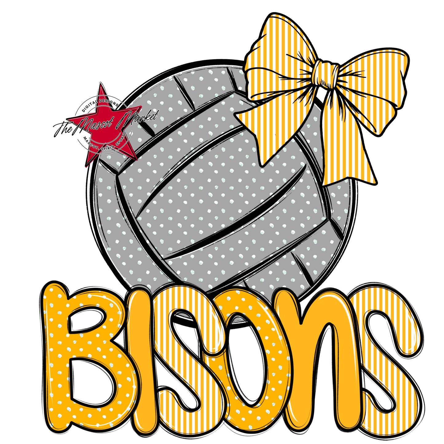 Bisons Volleyball Spirit Design-Yellow