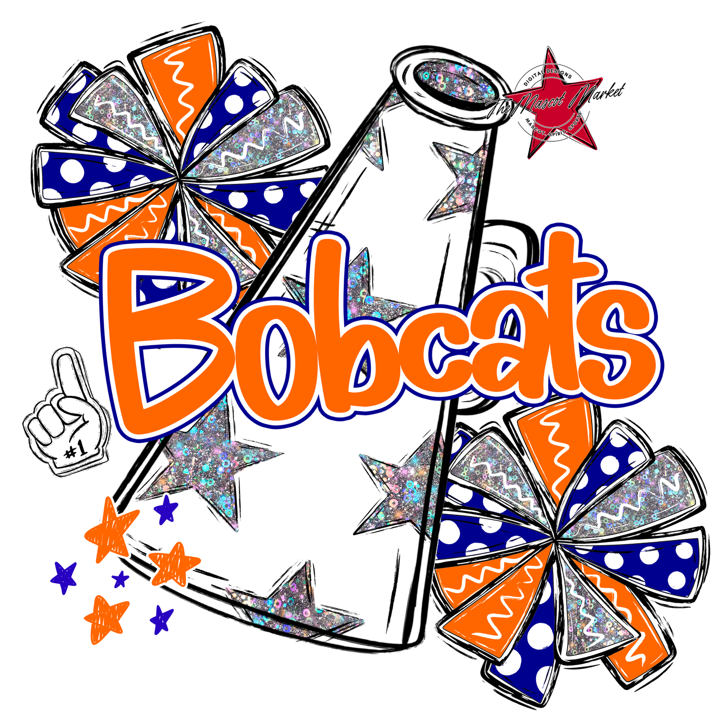 Bobcats Alpha Megaphone Design-Blue-Orange