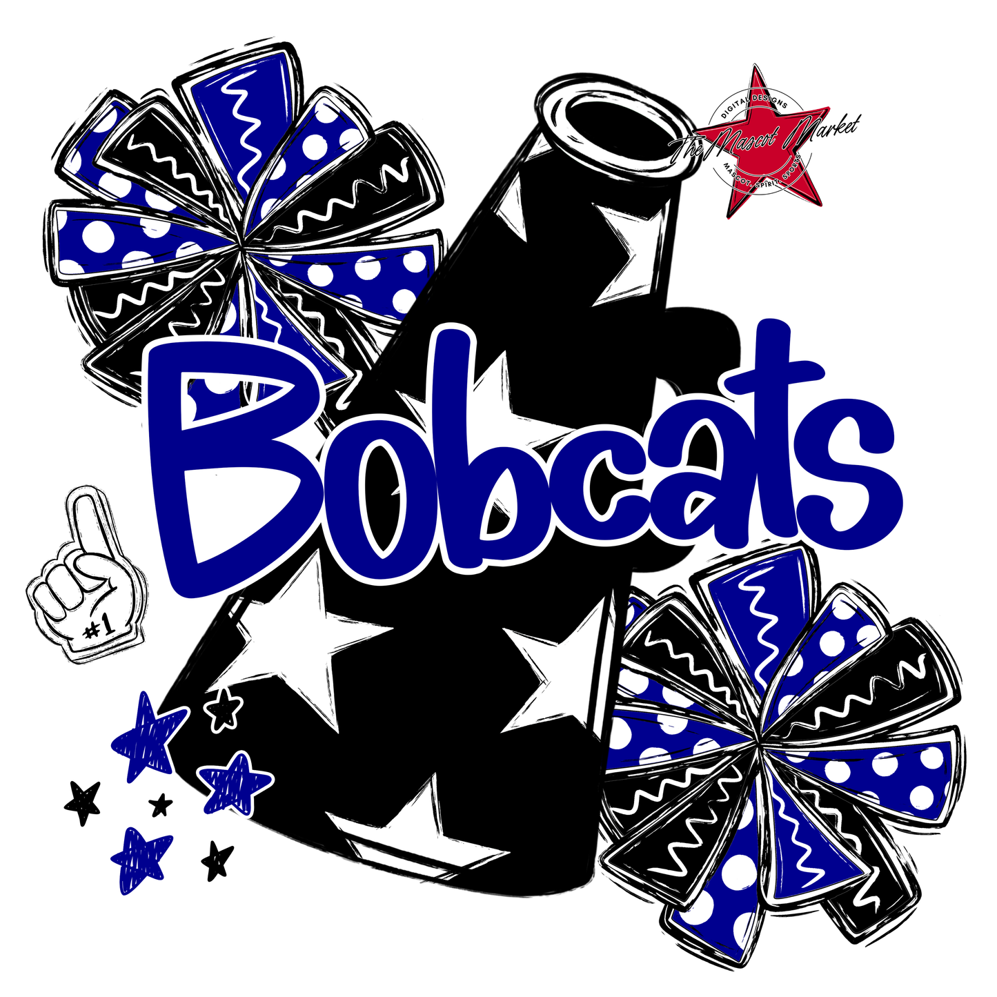 Bobcats Alpha Megaphone Design-Blue