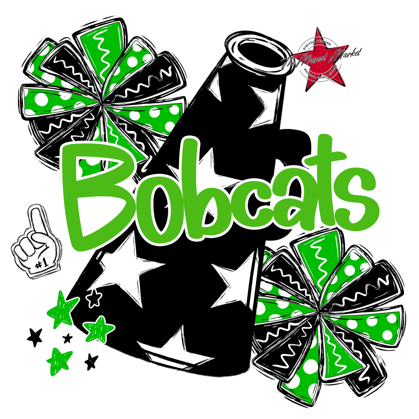 Bobcats Alpha Megaphone Design-Bright Green