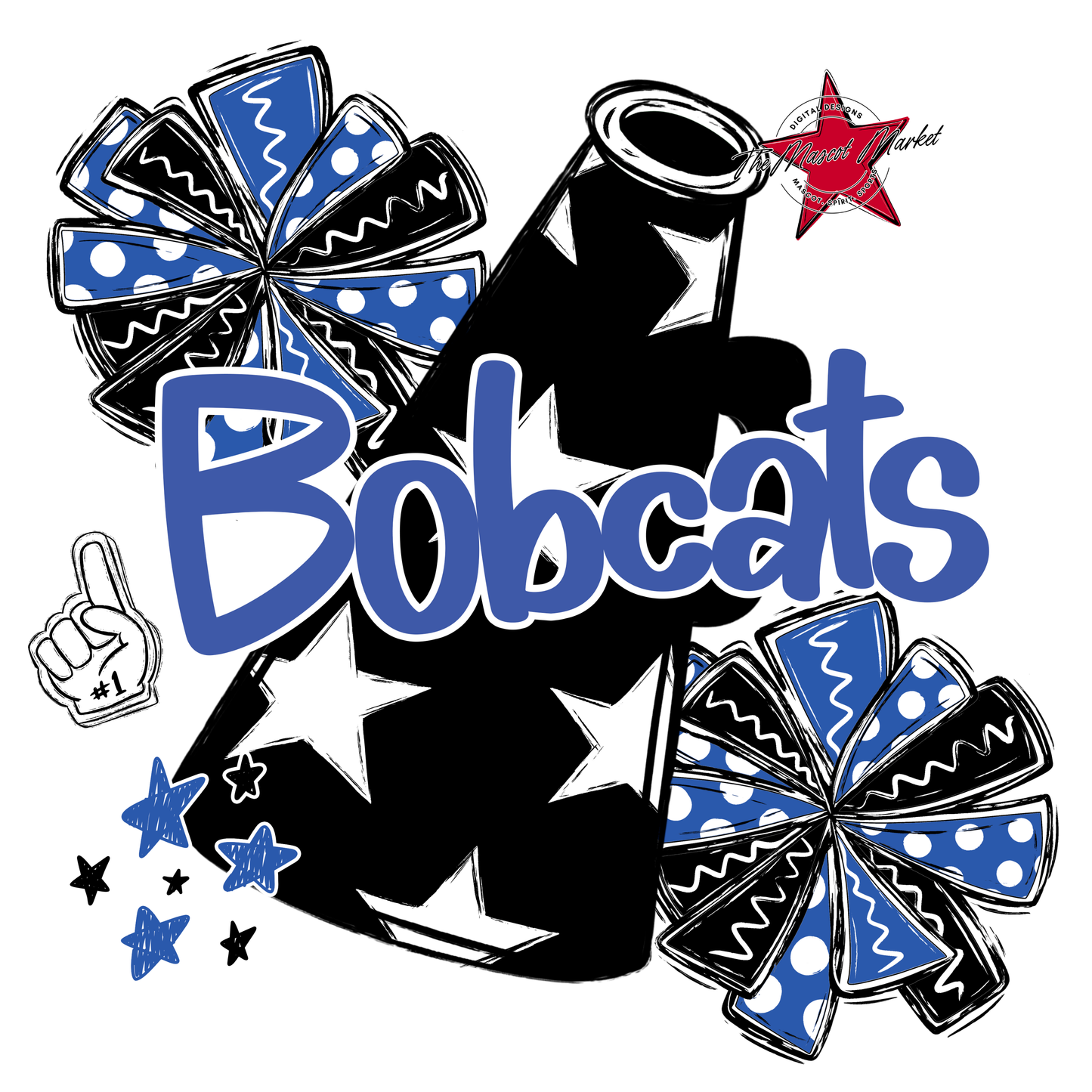 Bobcats Alpha Megaphone Design-Off Blue