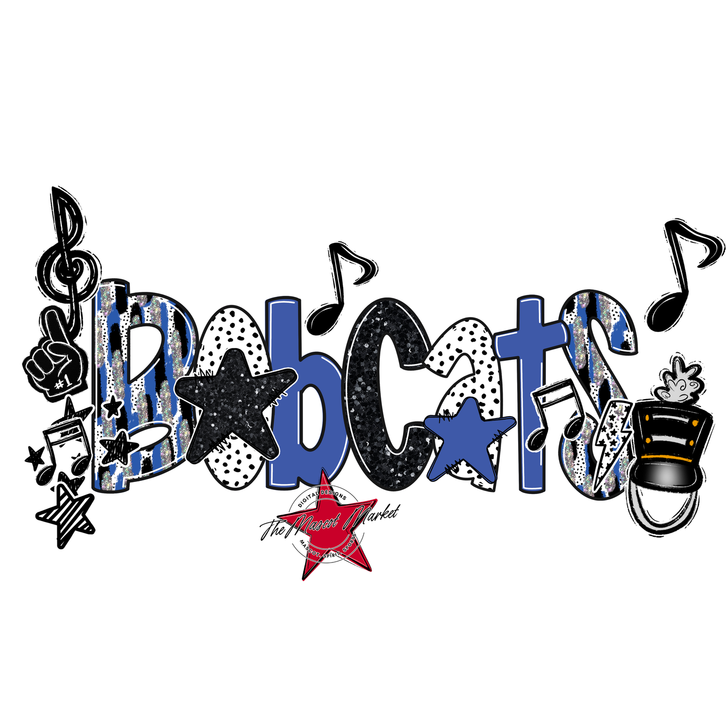 Bobcats Band Scrape-Off Blue