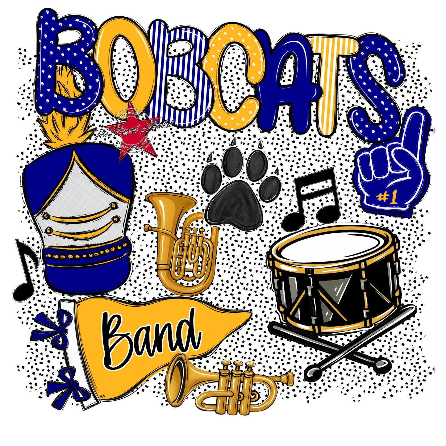 Bobcats Band Spirit-Blue & Yellow
