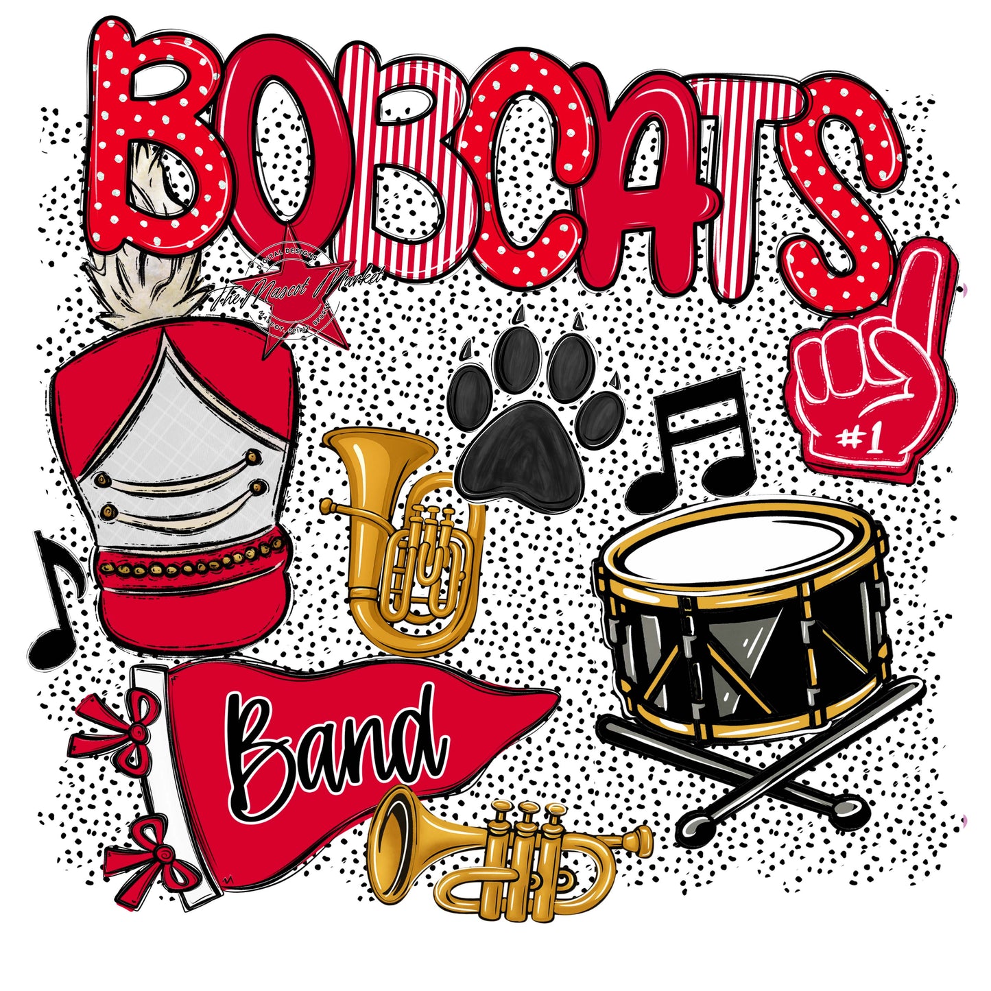 Bobcats Band Spirit-Red