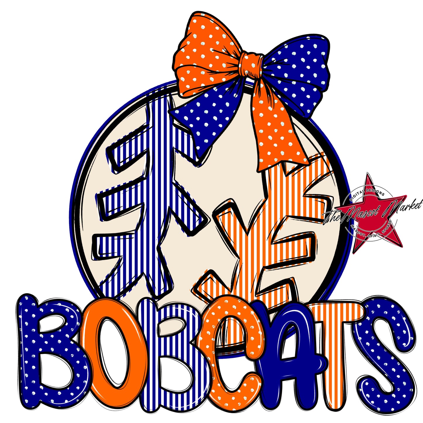 Bobcats Baseball-Softball Spirit Design-Blue & Orange