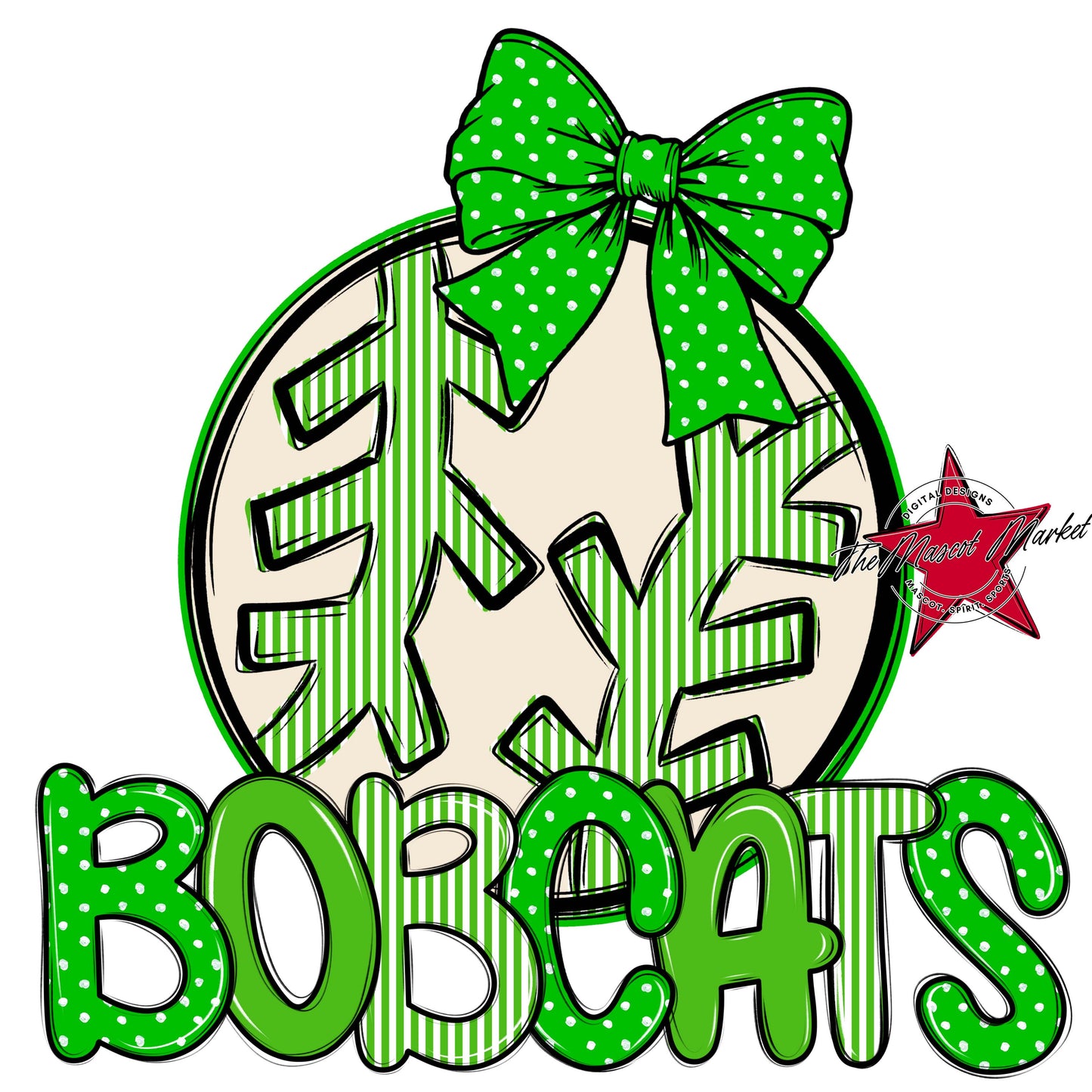 Bobcats Baseball-Softball Spirit Design-Bright Green