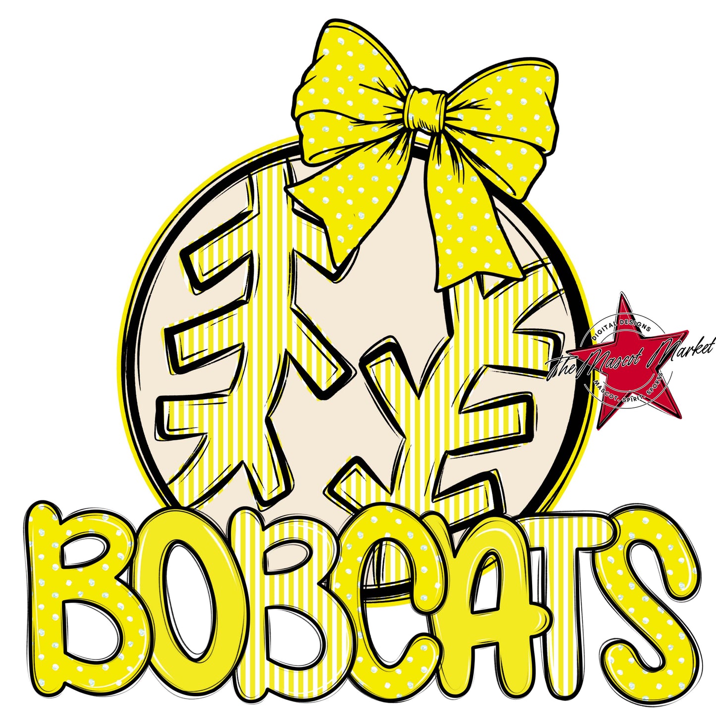 Bobcats Baseball-Softball Spirit Design-Bright Yellow
