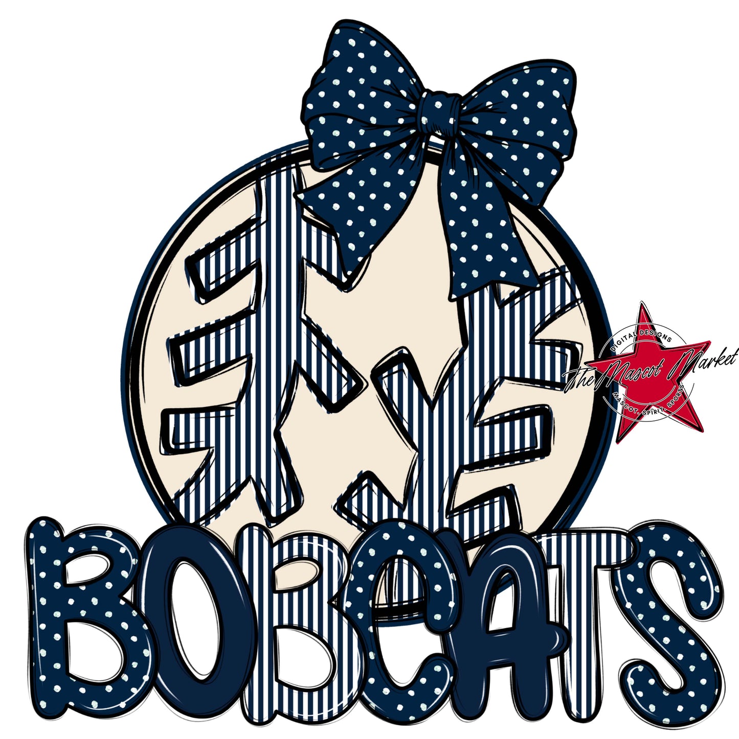 Bobcats Baseball-Softball Spirit Design-Navy
