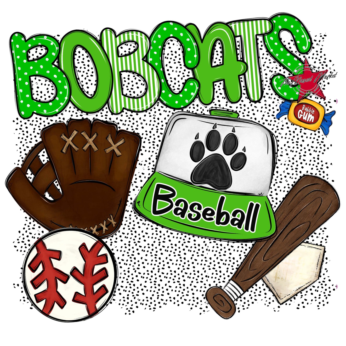 Bobcats Baseball Spirit-Bright Green