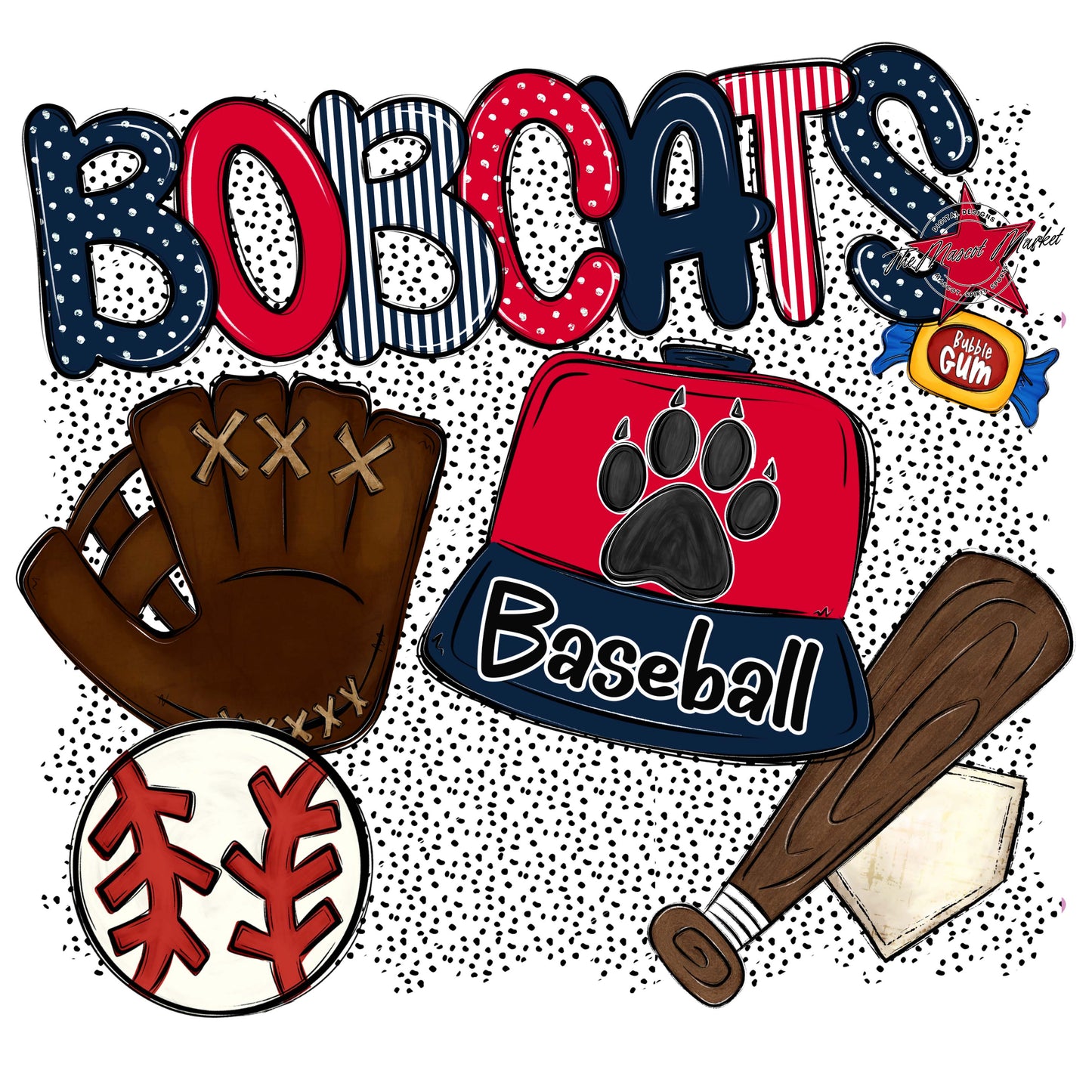 Bobcats Baseball Spirit-Navy & Red