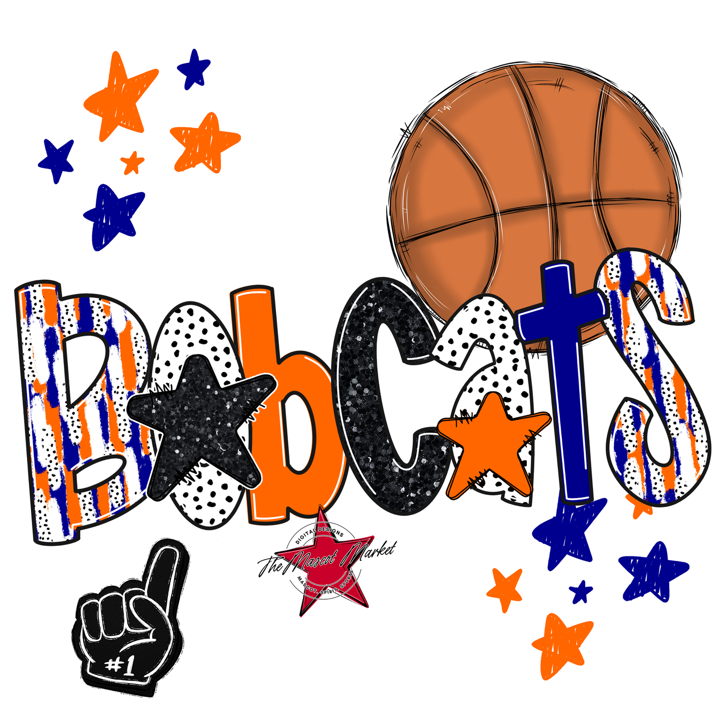 Bobcats Basketball Scrape-Blue-Orange