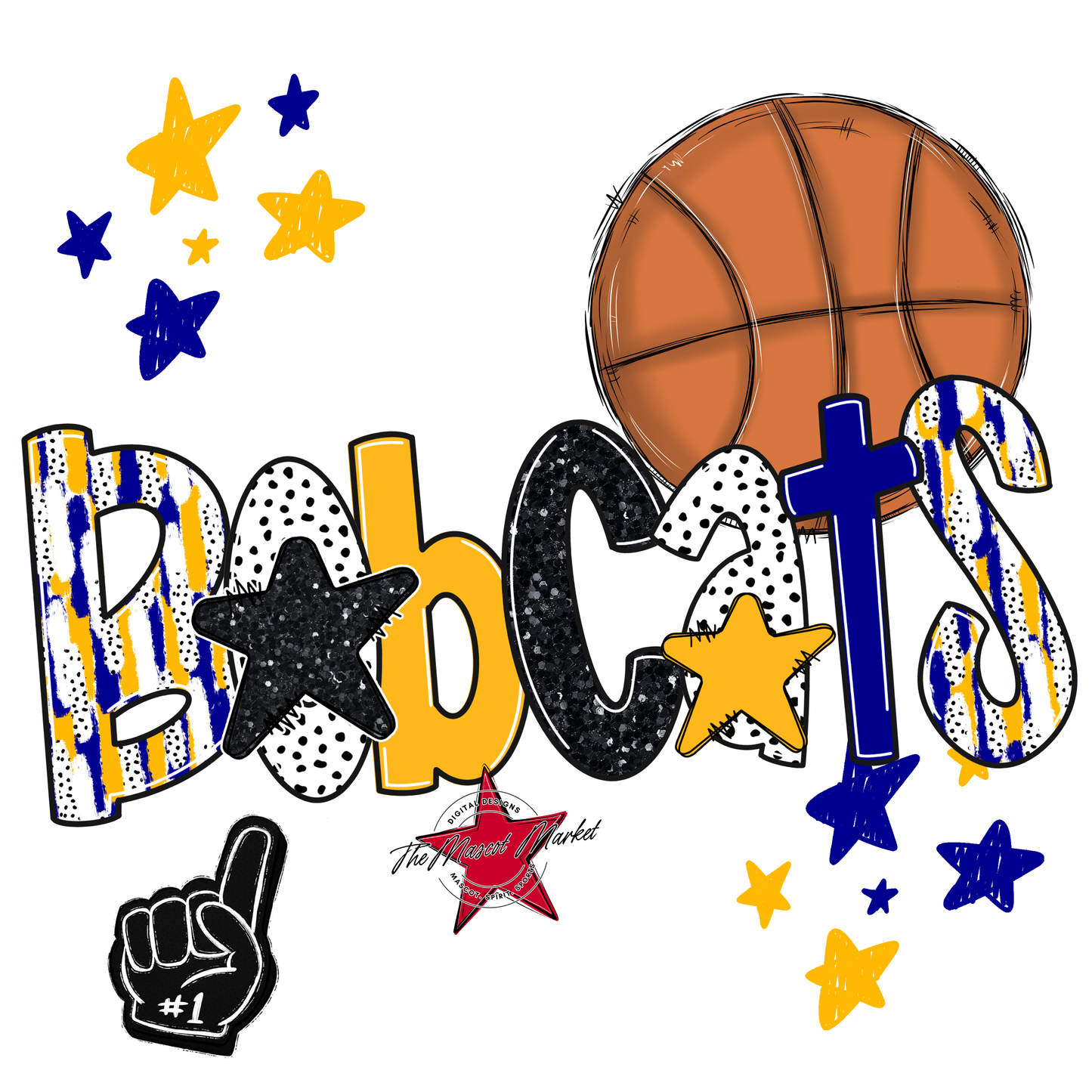 Bobcats Basketball Scrape-Blue-Yellow