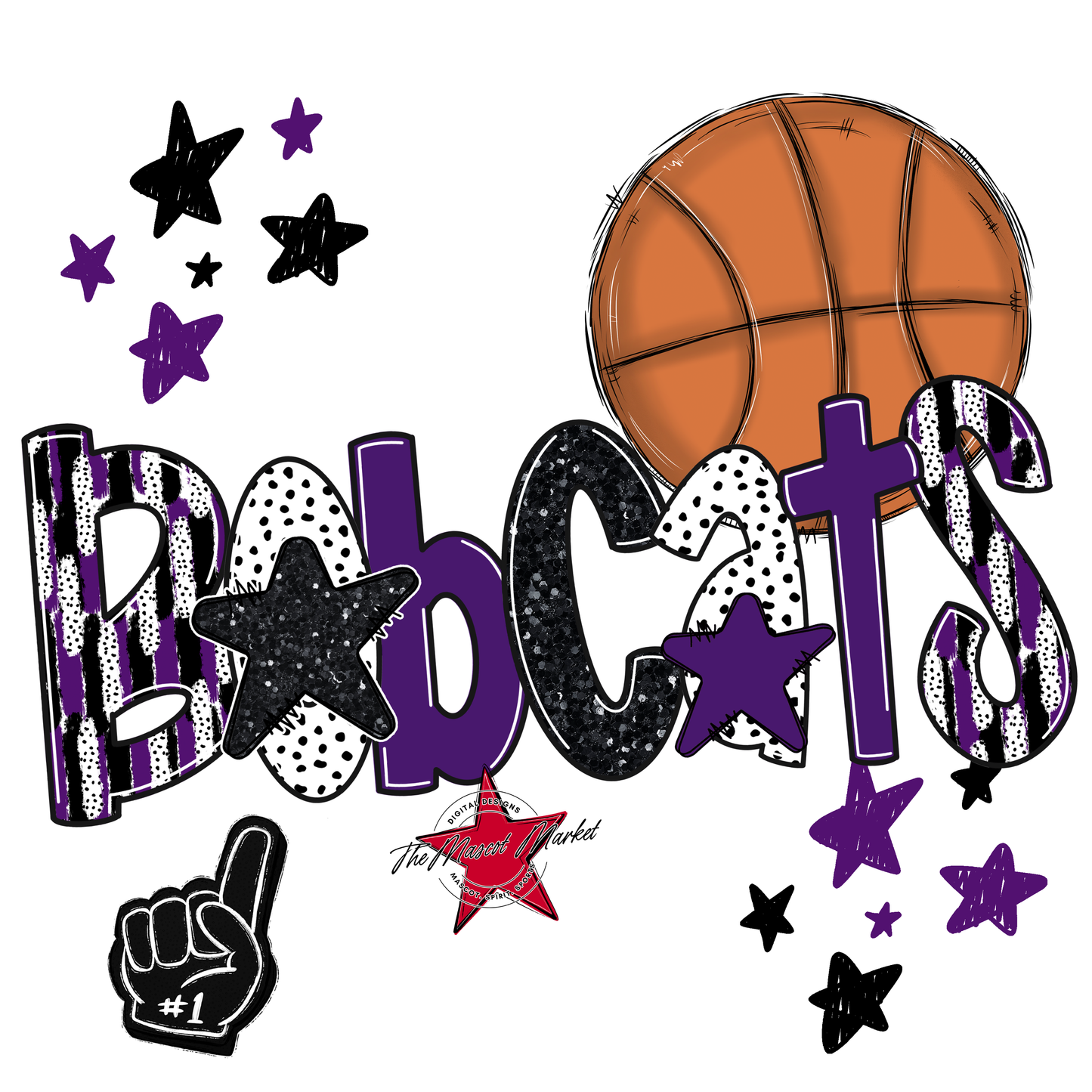 Bobcats Basketball Scrape-Purple