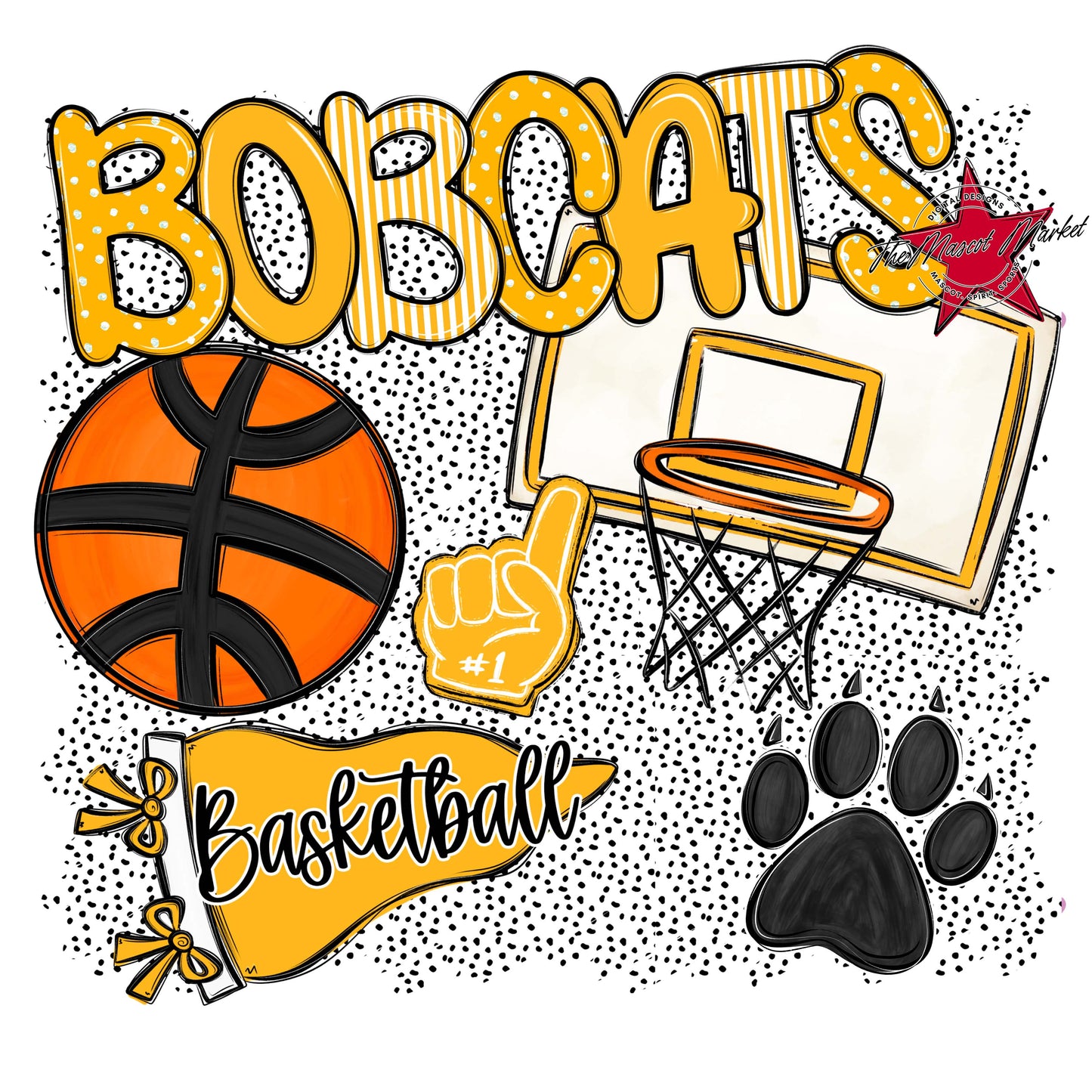 Bobcats Basketball Spirit-Yellow