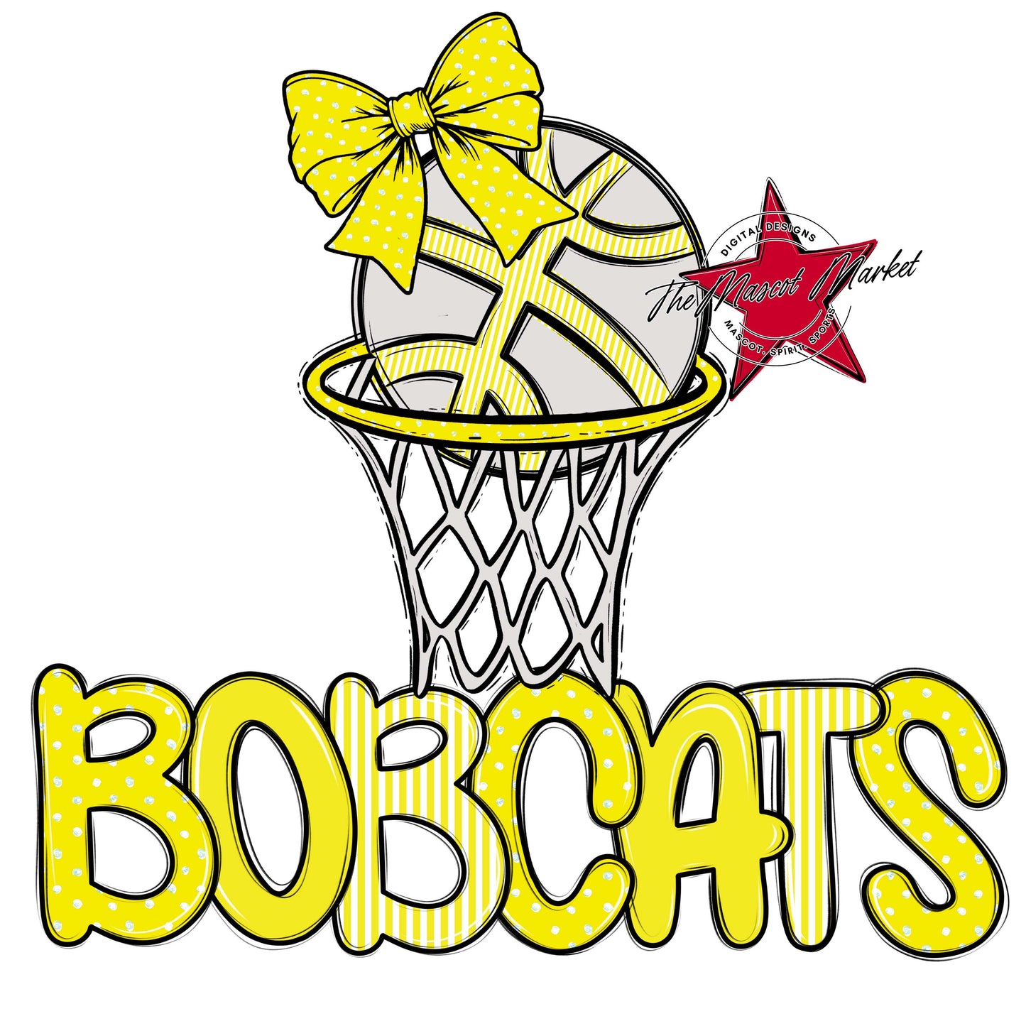Bobcats Basketball Spirit Design-Bright Yellow