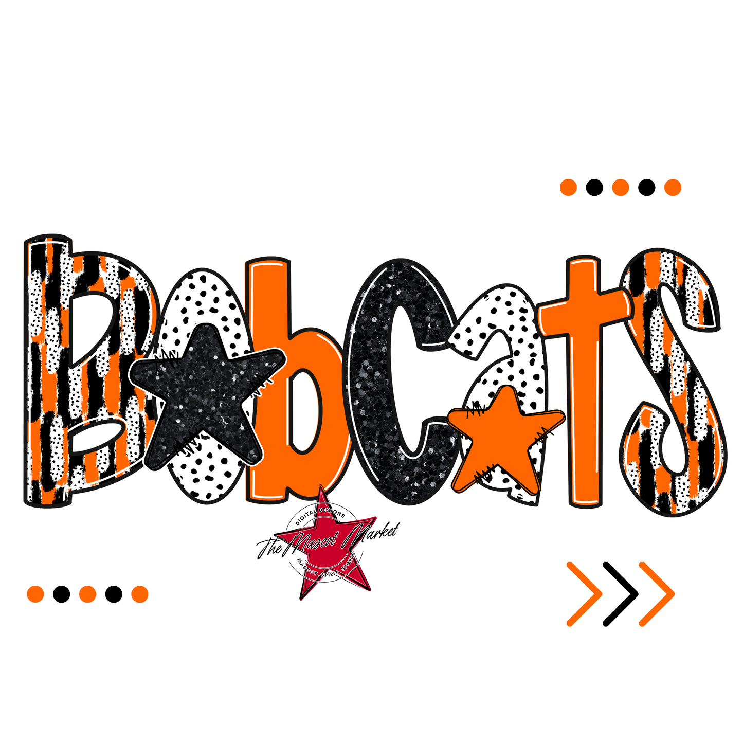 Bobcats Brushstroke Alpha w Arrows-Orange