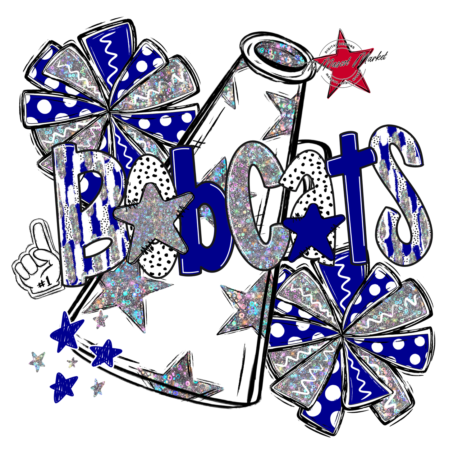 Bobcats Cheer Megaphone Scrape-Blue