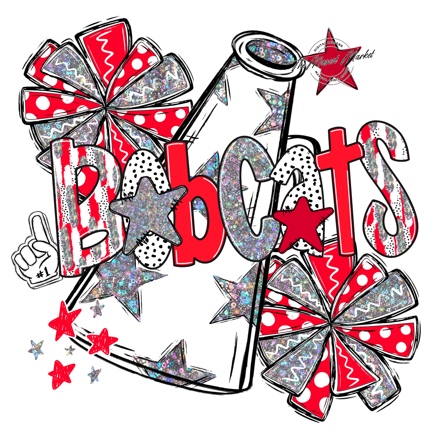 Bobcats Cheer Megaphone Scrape-Red