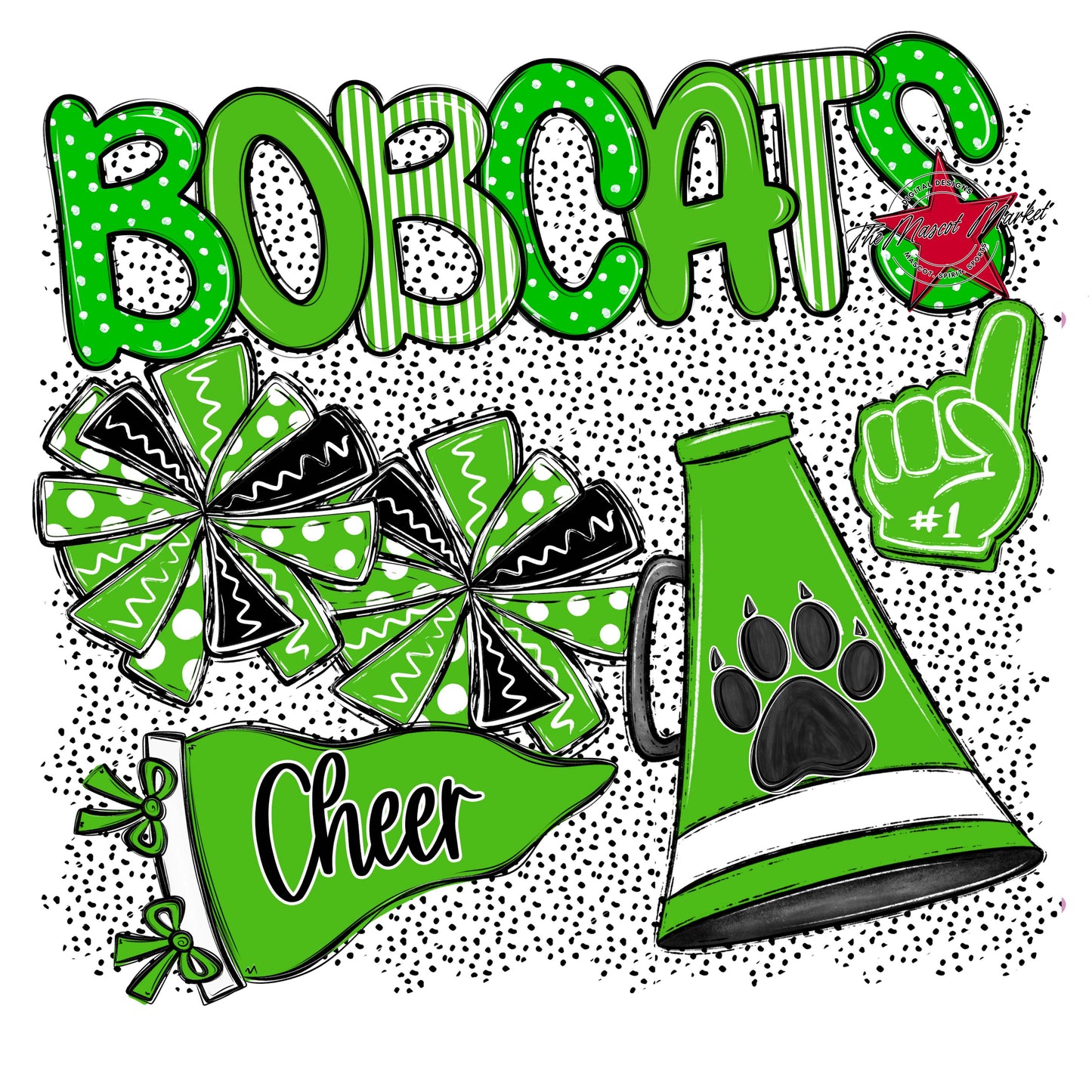 Bobcats Cheer Spirit-Bright Green
