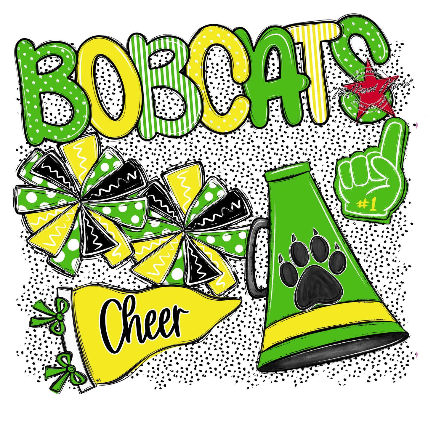 Bobcats Cheer Spirit-Bright Green & Bright Yellow