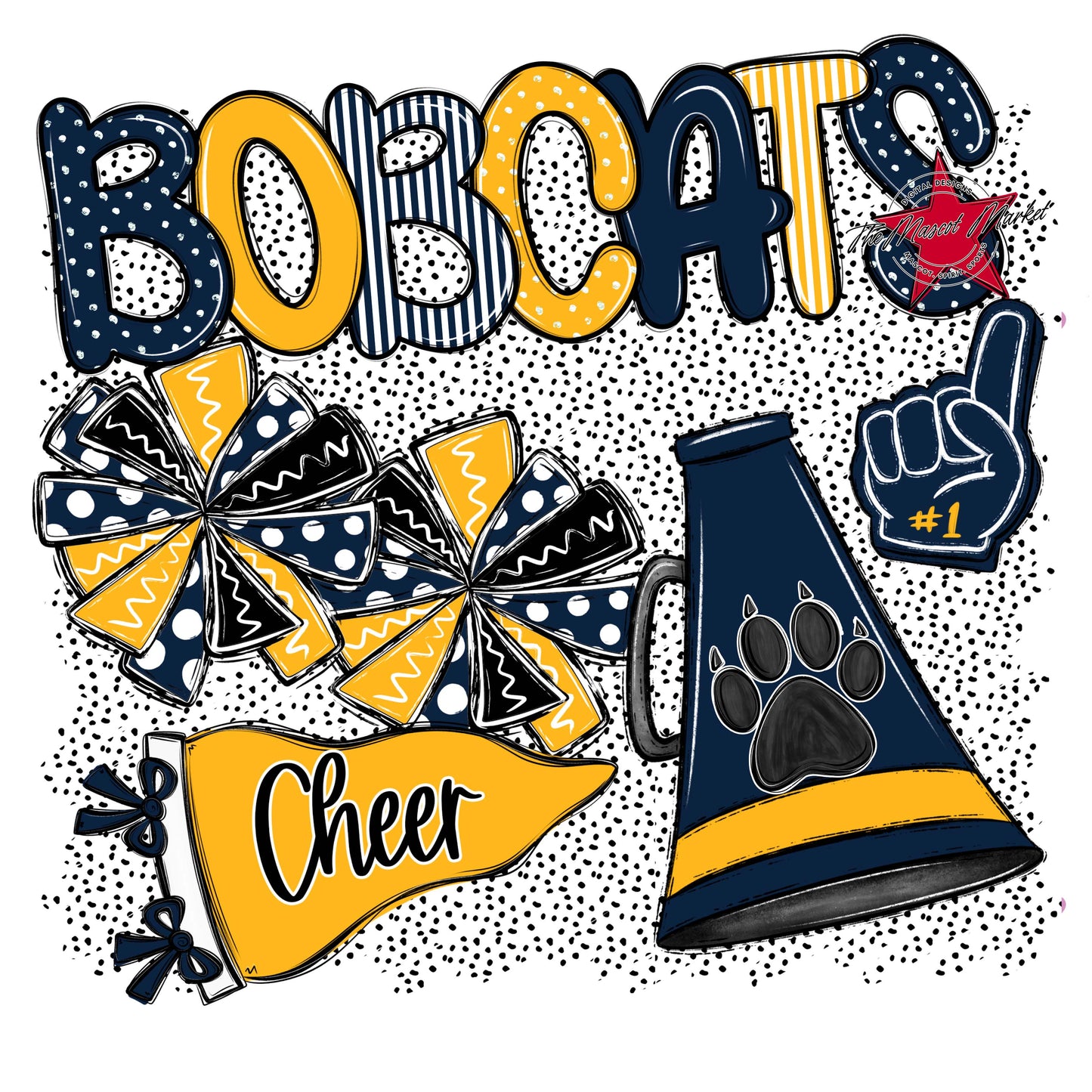 Bobcats Cheer Spirit-Navy & Yellow