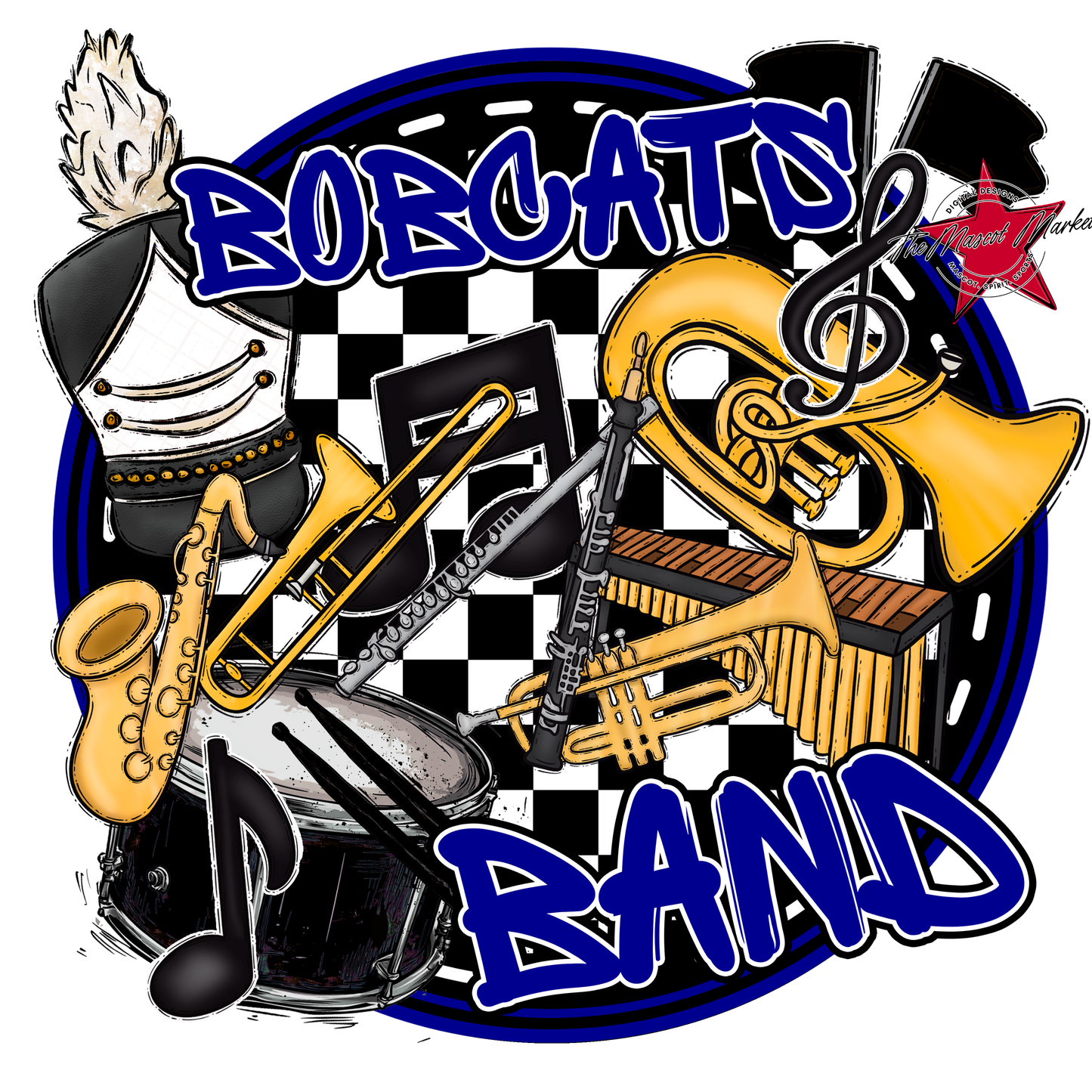Bobcats Circle Band Design-Blue