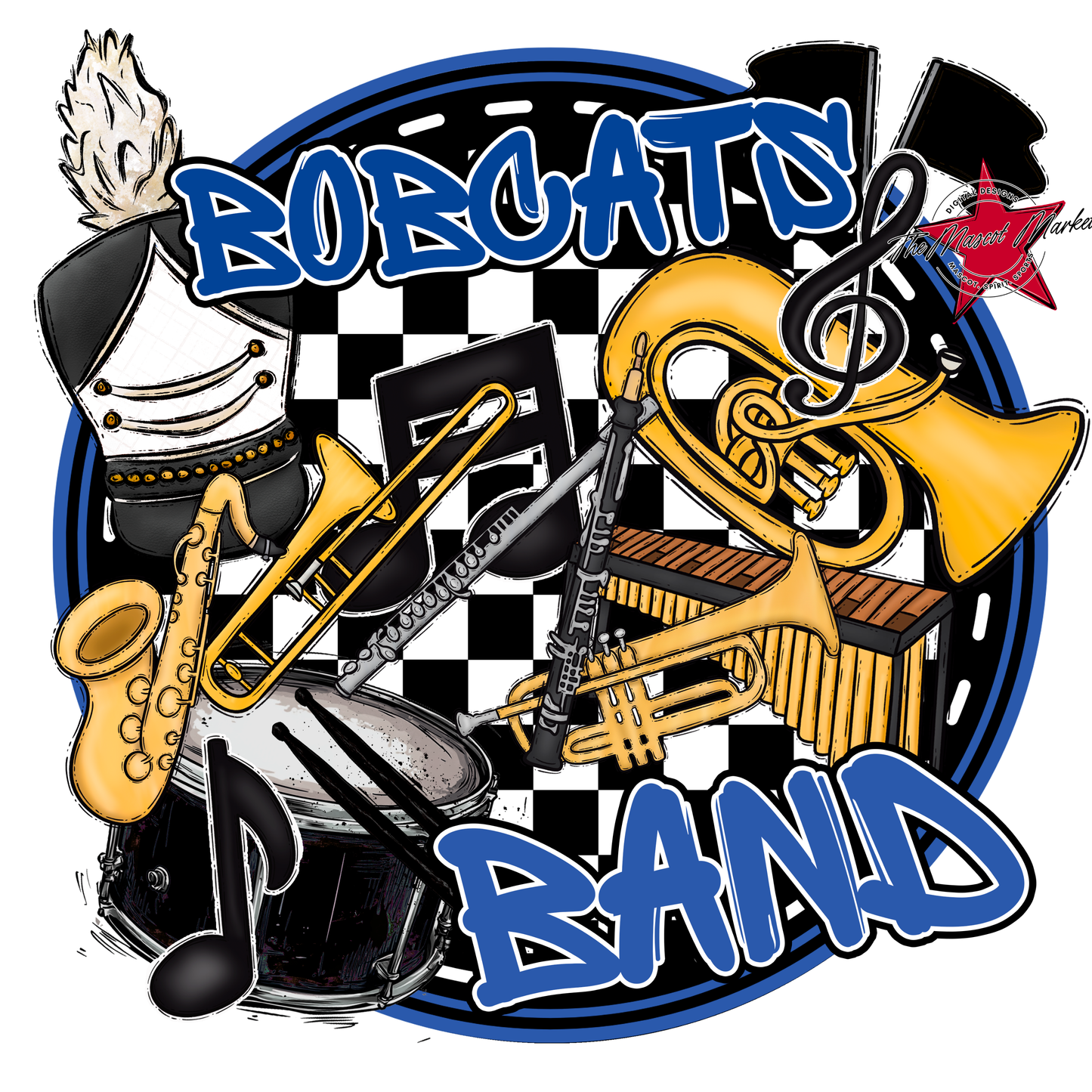 Bobcats Circle Band Design-Off Blue