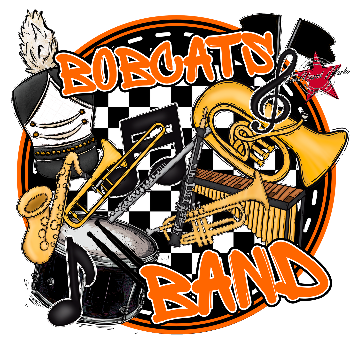 Bobcats Circle Band Design-Orange